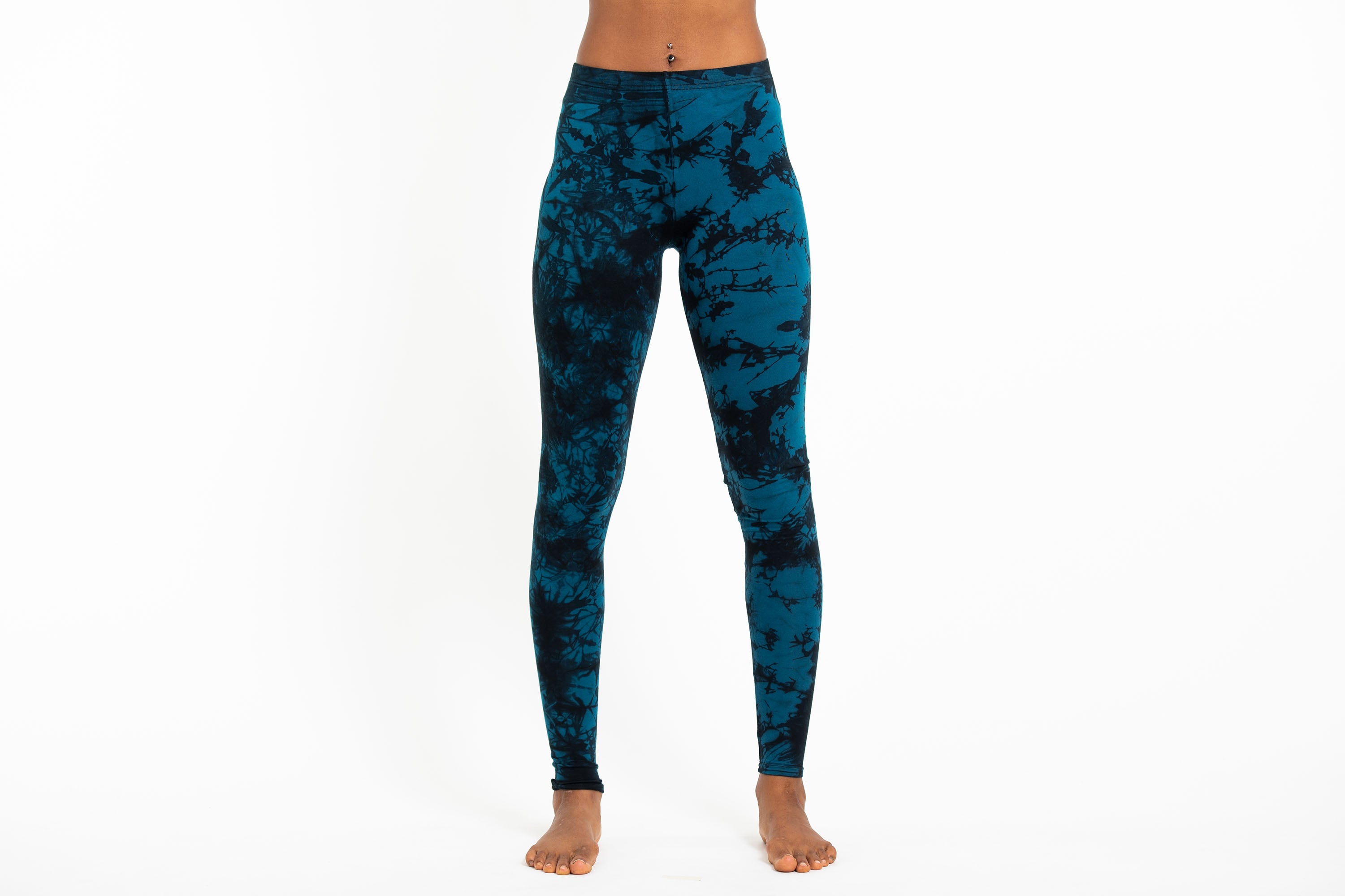 Shatter Tie Dye Cotton Leggings in Marine Blue