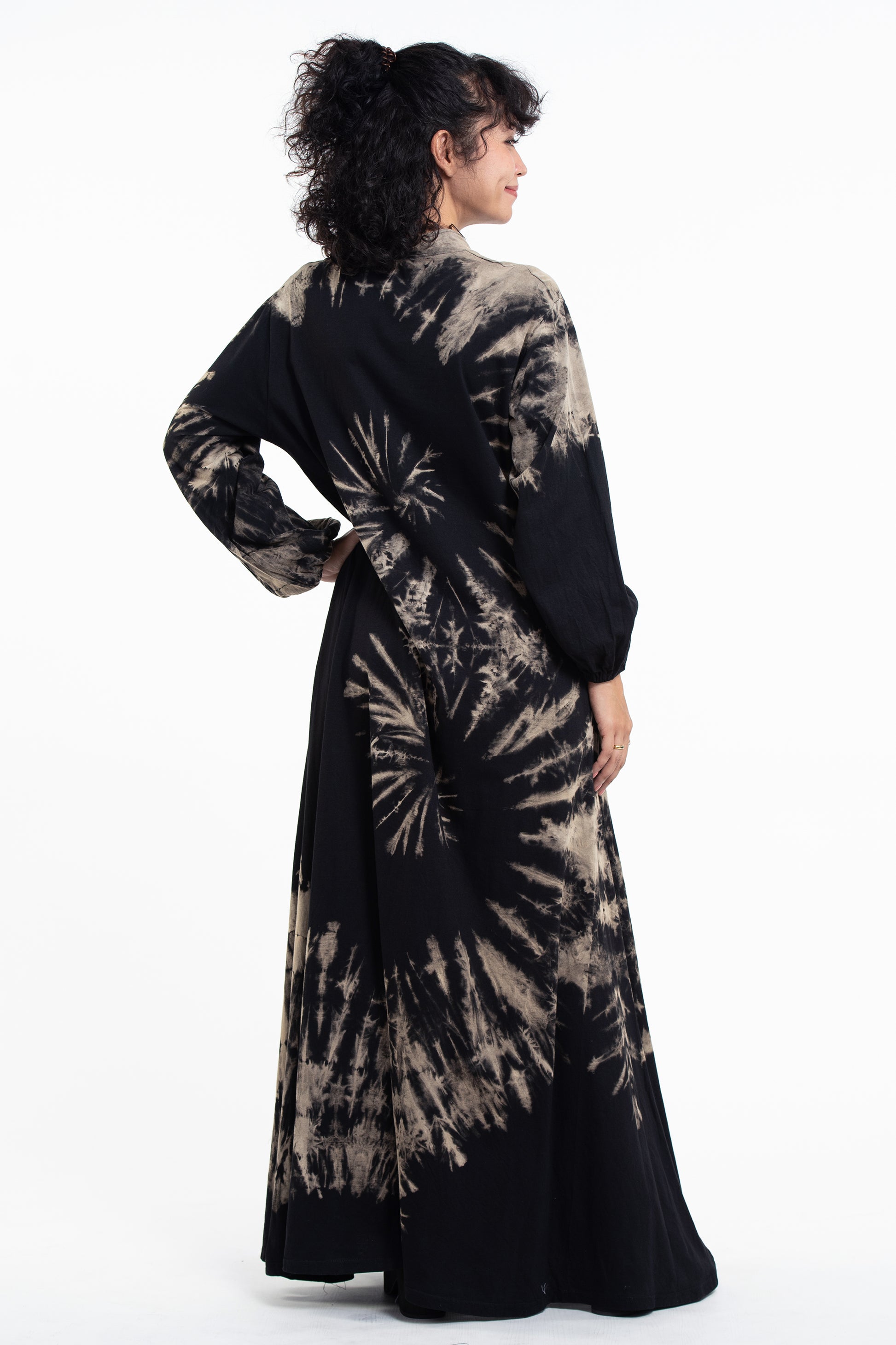 Tie Dye Long Sleeve Maxi Dress in Black Harem Pants Tie Dye Long Sleeve Maxi Dress in Black Harem Pants