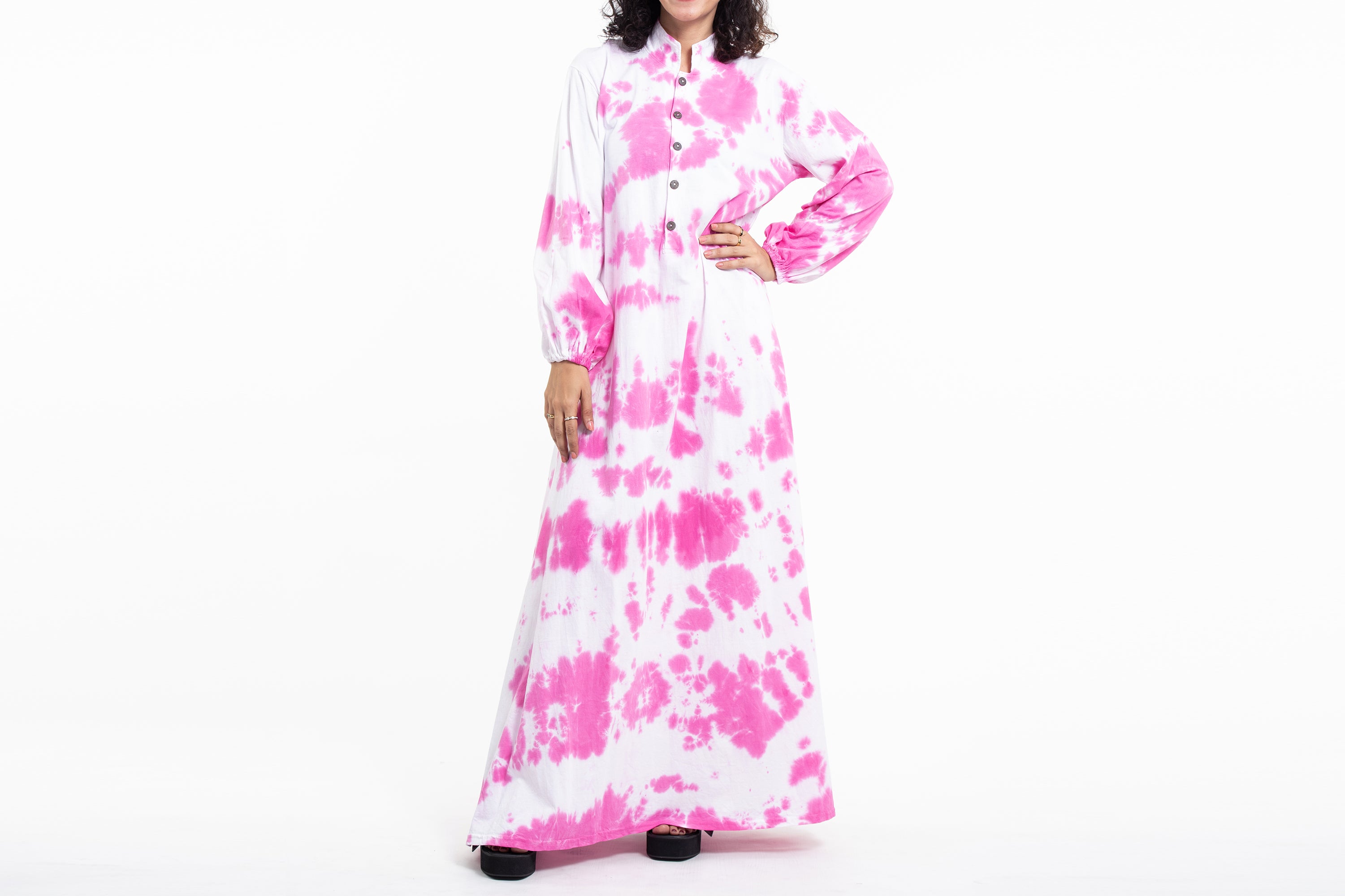 Tie Dye Long Sleeve Maxi Dress in Pink Tie Dye Long Sleeve Maxi Dress in Pink