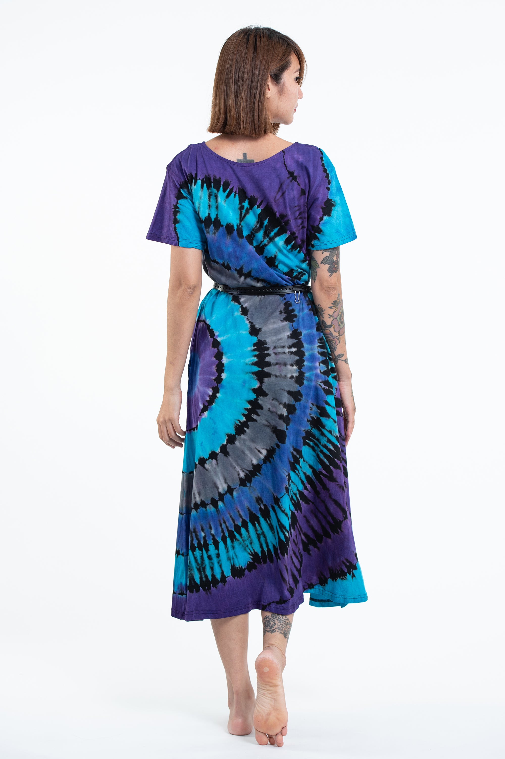 Tie Dye Loose Midi Dress in Blue