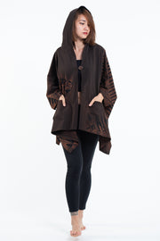 Tie Dye Cotton Hooded Poncho Jacket in Black 04