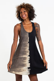 Tie Dye Cotton Tank Dress in Black 04