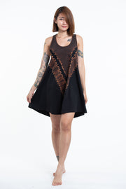 Tie Dye Cotton Tank Dress in Black 06