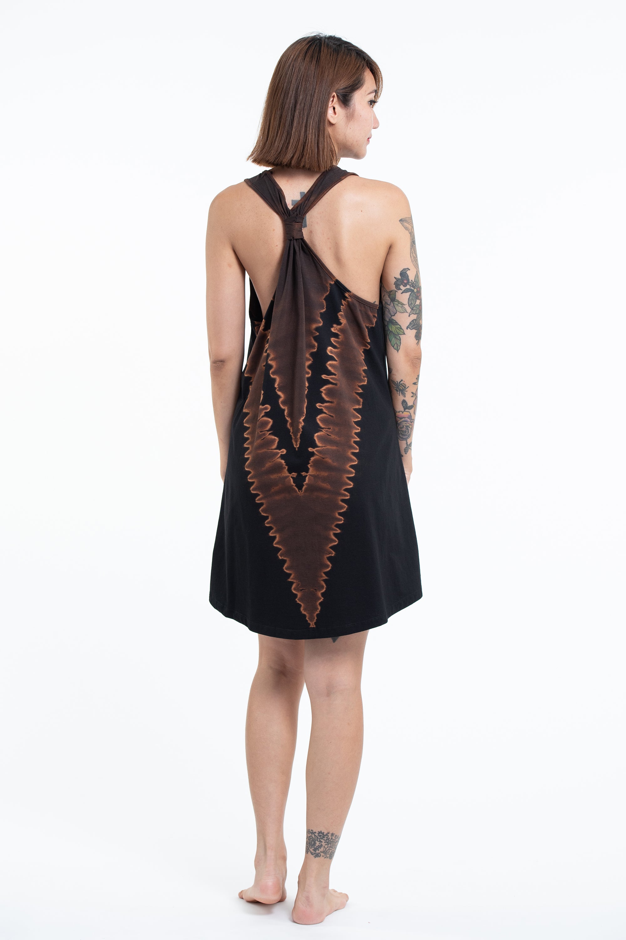 Tie Dye Cotton Tank Dress in Black 06