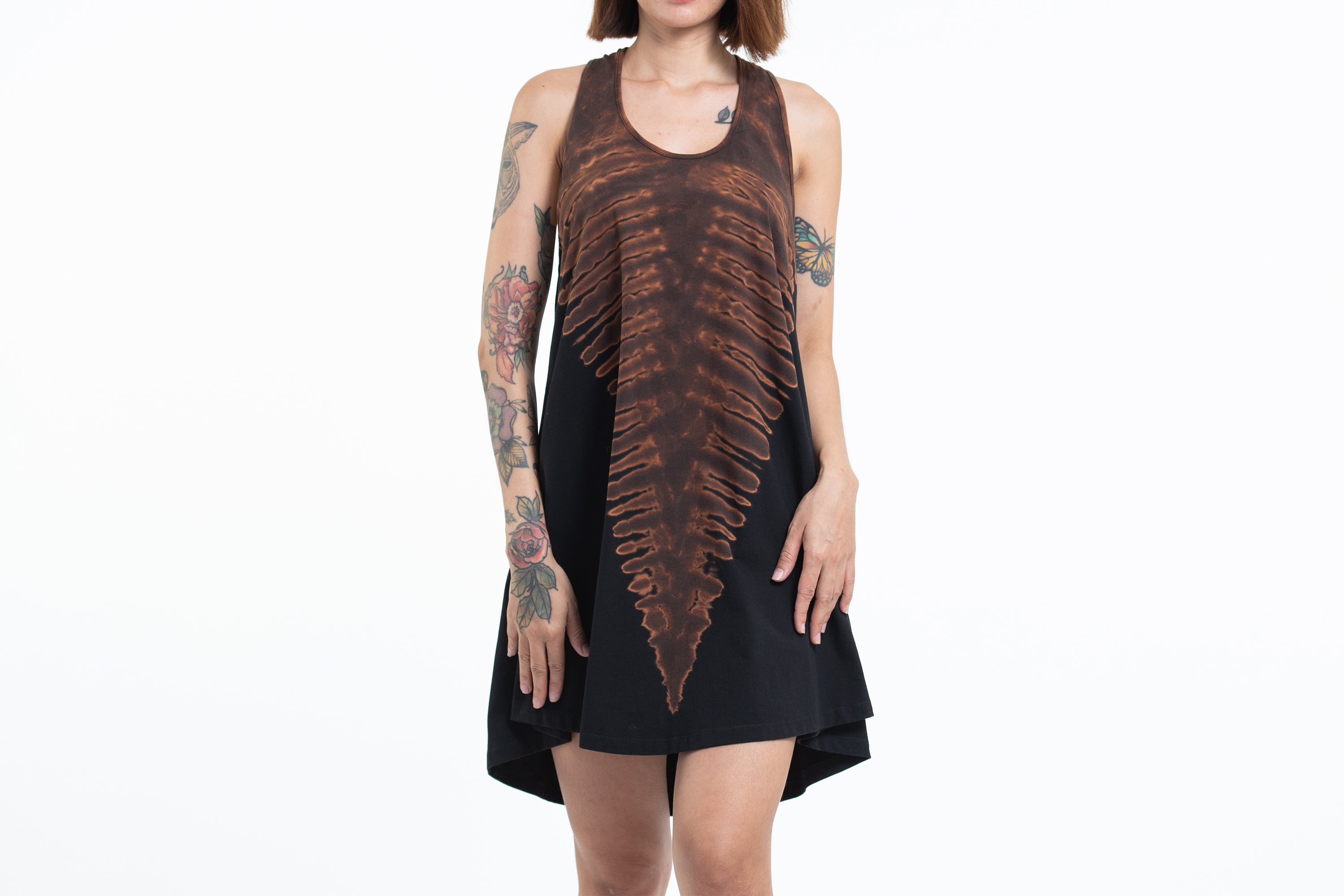 Tie Dye Cotton Tank Dress in Black 07