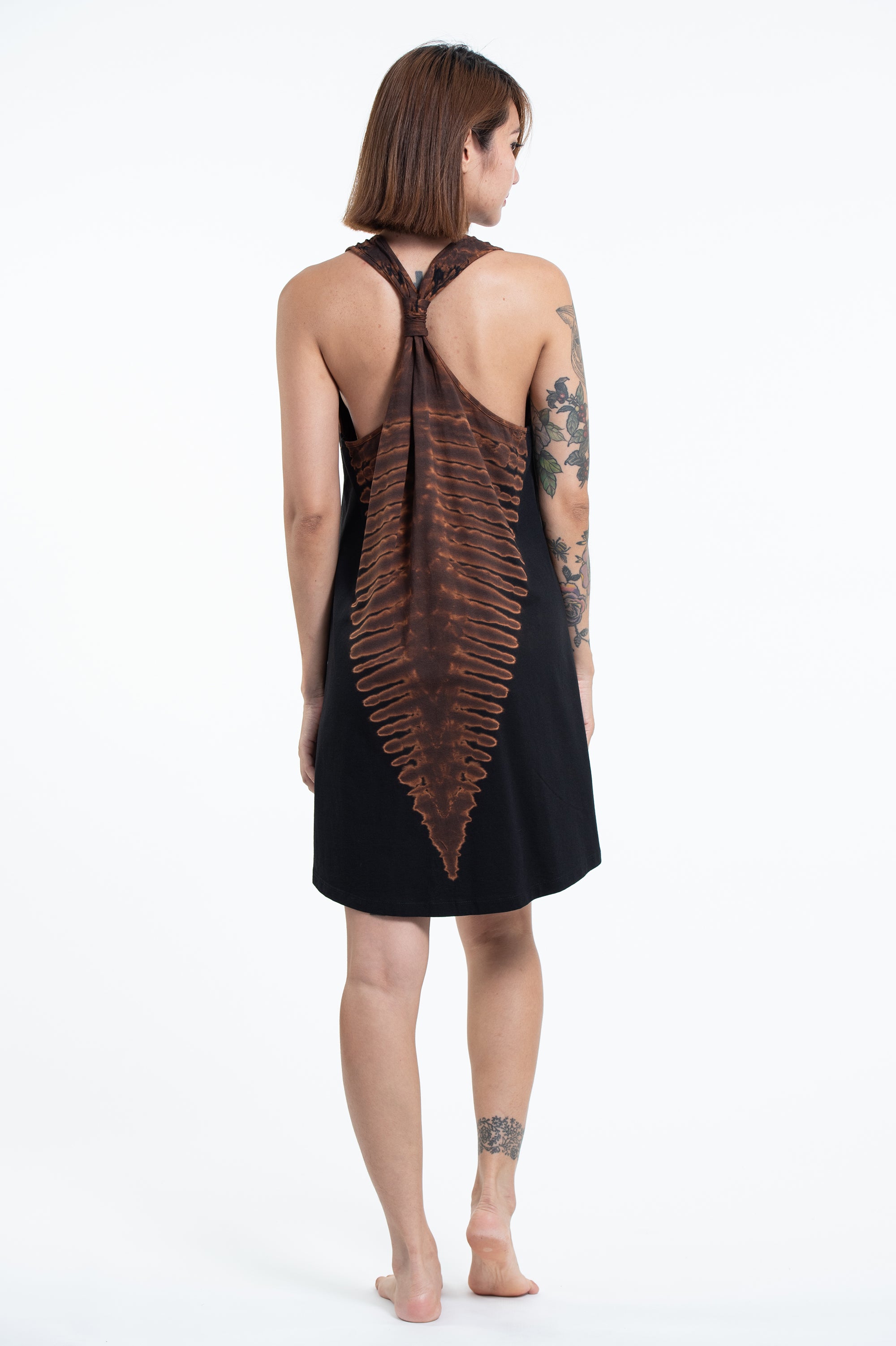 Tie Dye Cotton Tank Dress in Black 07