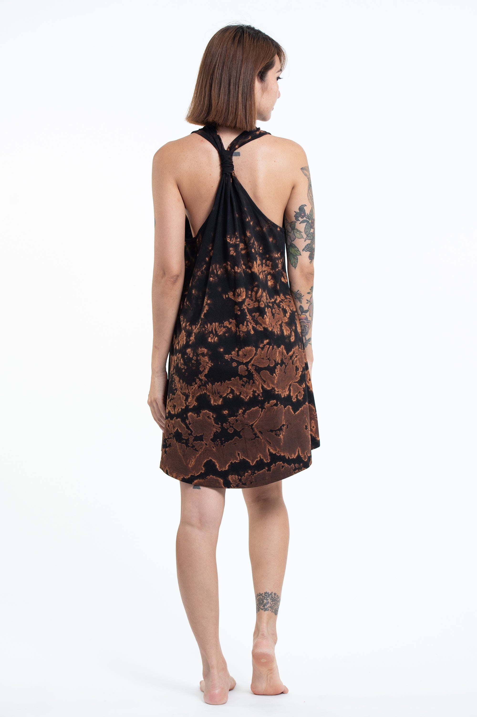 Tie Dye Cotton Tank Dress in Black 09