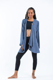 Women's Crinkled Hill Tribe Cotton Cardigan in Blue