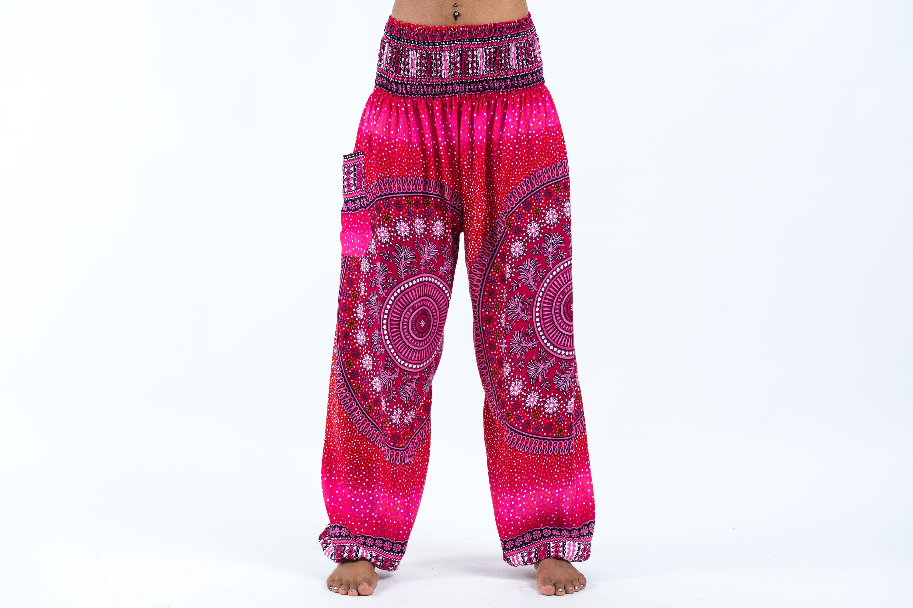 Tribal Chakras Women's Harem Pants in Pink