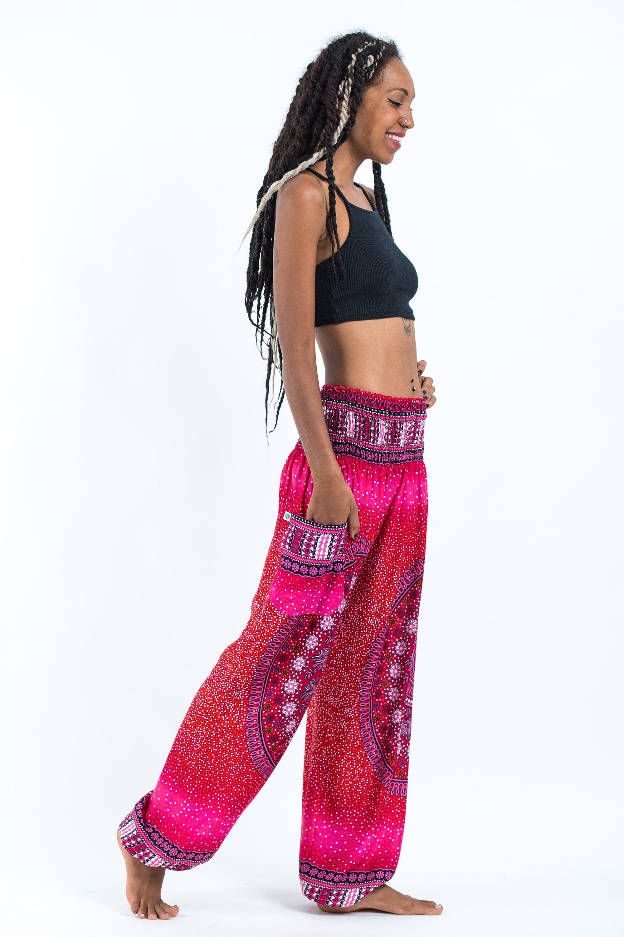 Tribal Chakras Women's Harem Pants in Pink