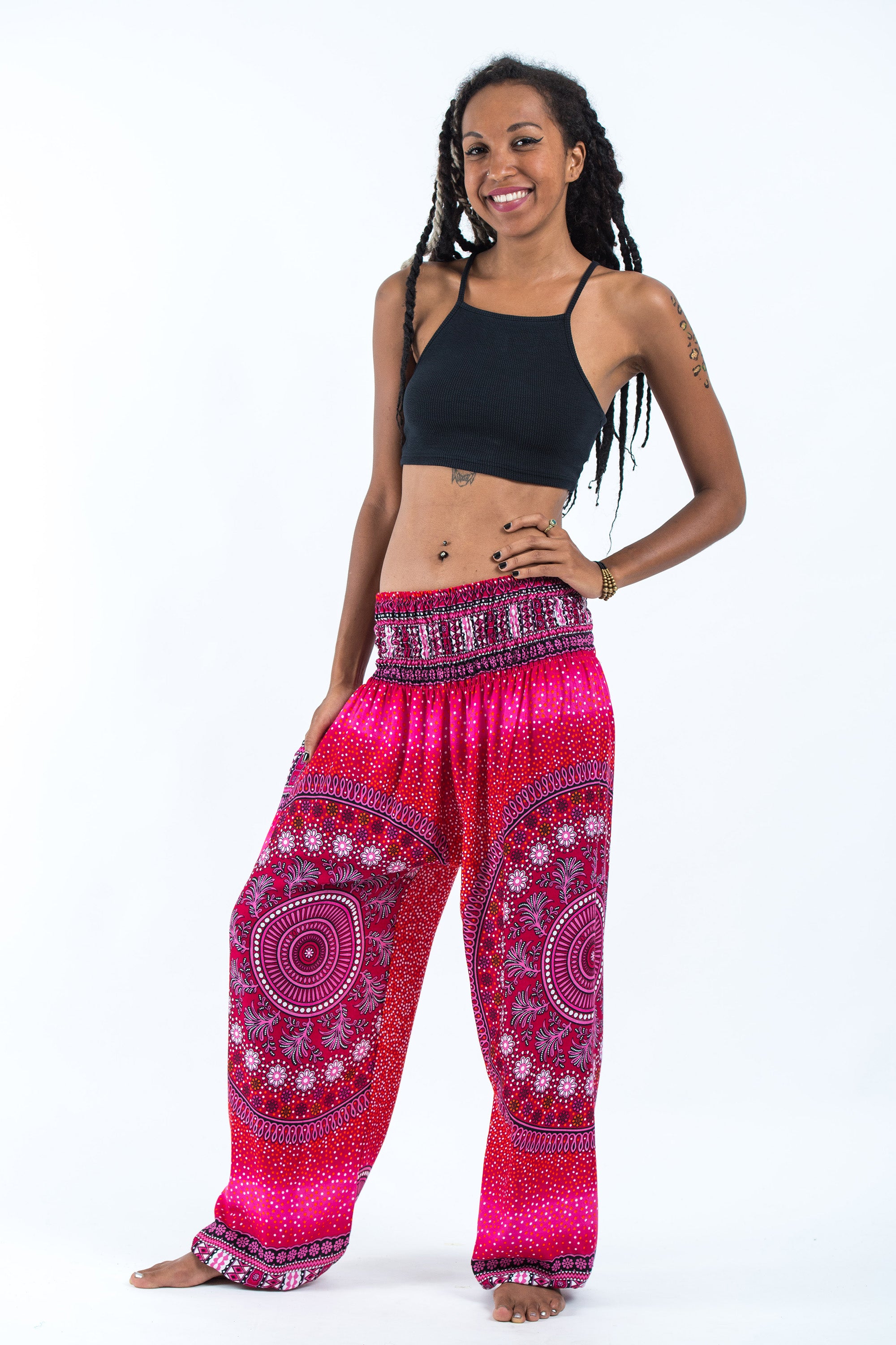 Tribal Chakras Women's Harem Pants in Pink