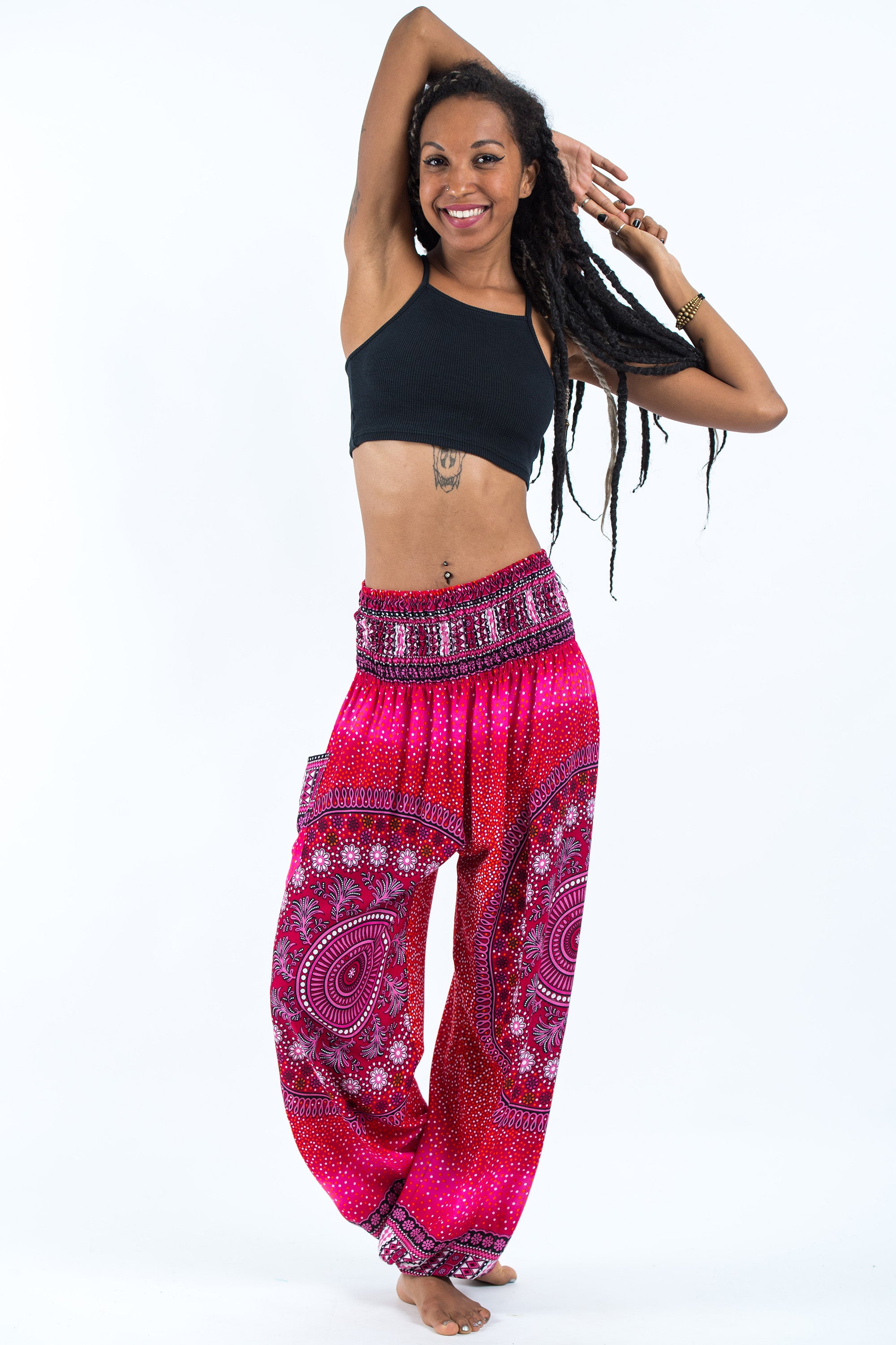 Tribal Chakras Women's Harem Pants in Pink