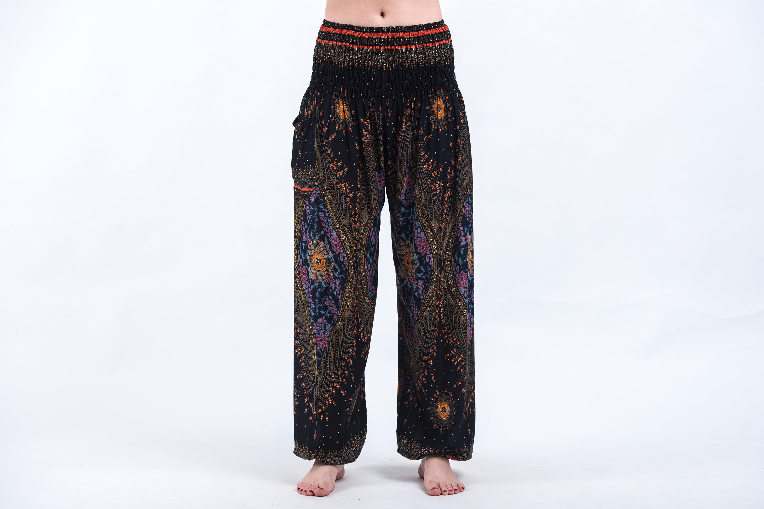 Peacock Eye Women's Harem Pants in Black