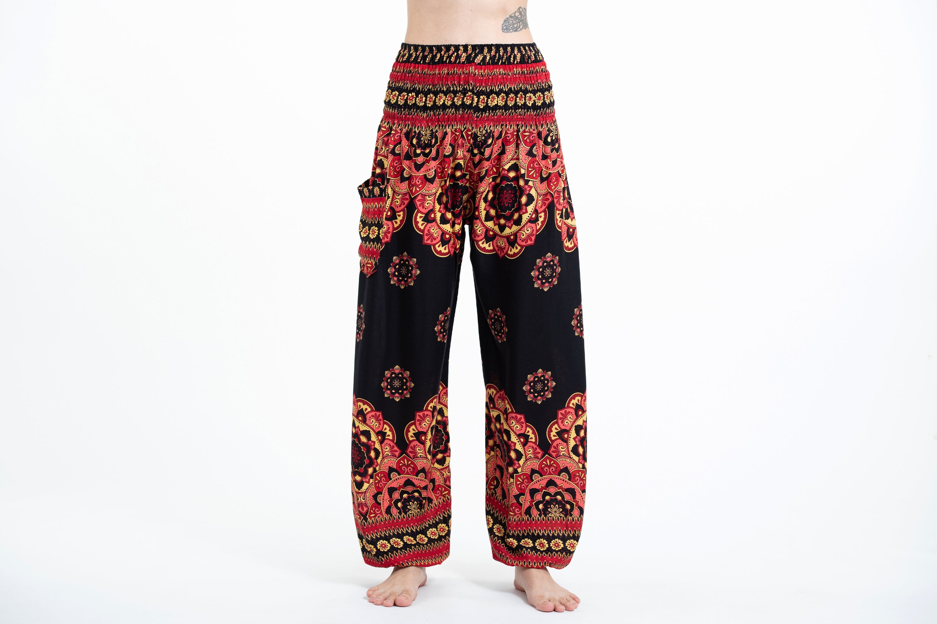 Lotus Mandalas Women's Harem Pants in Black