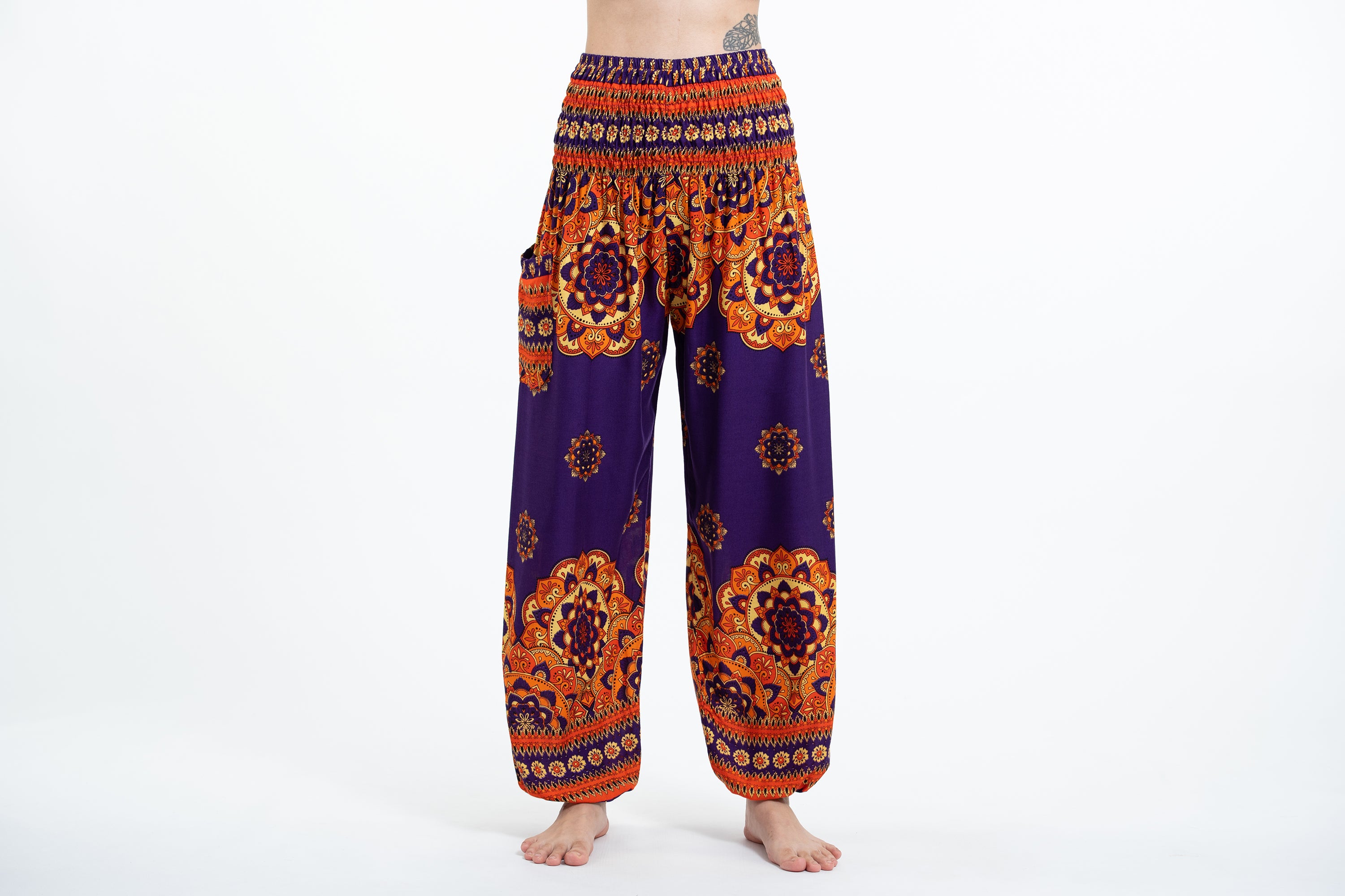 Lotus Mandalas Women's Harem Pants in Purple