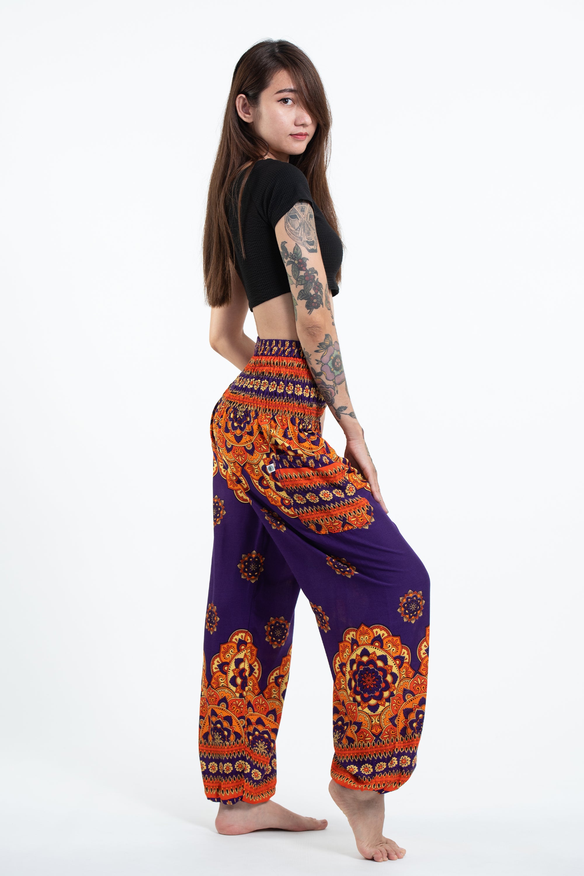 Lotus Mandalas Women's Harem Pants in Purple