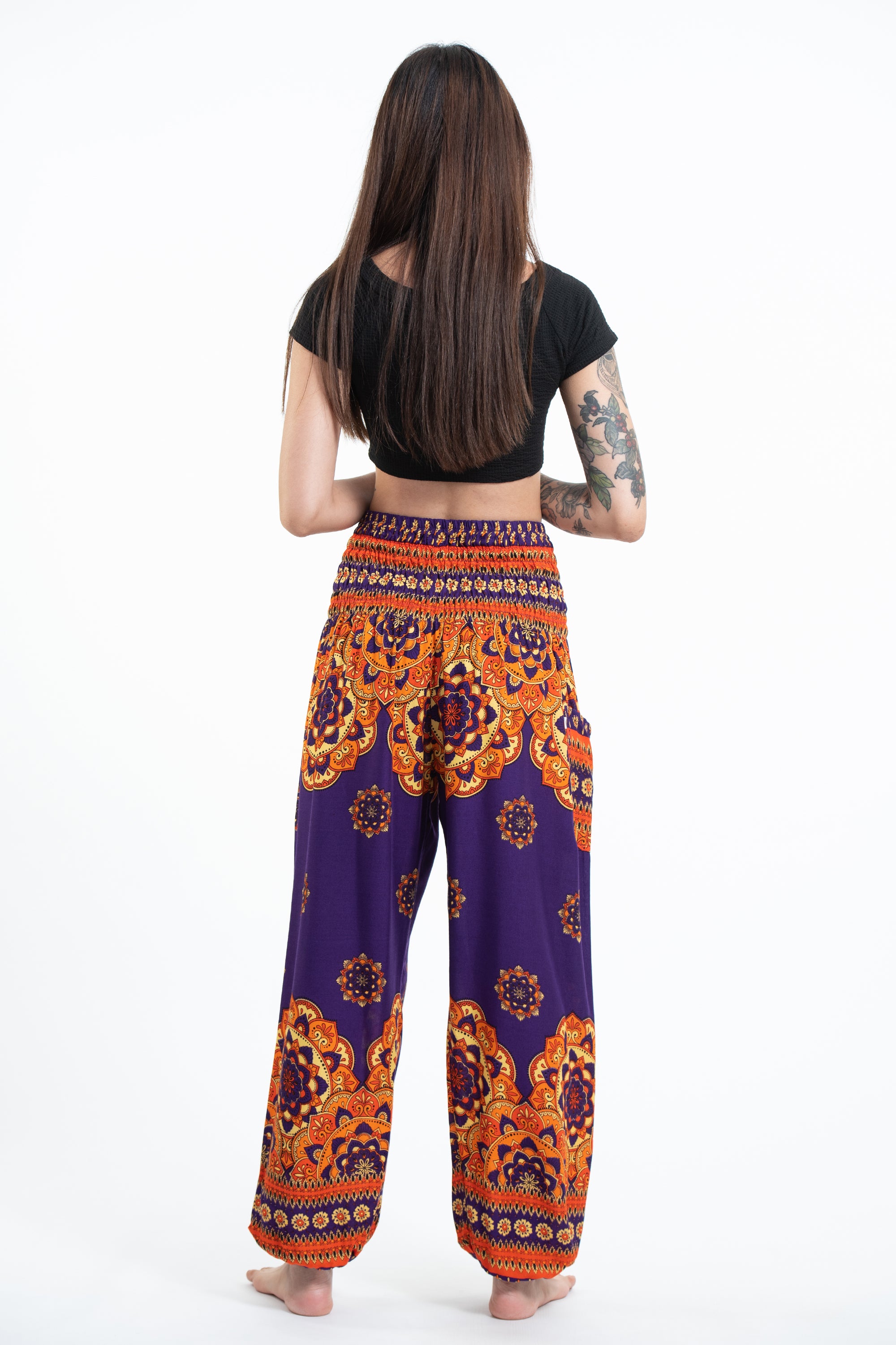 Lotus Mandalas Women's Harem Pants in Purple