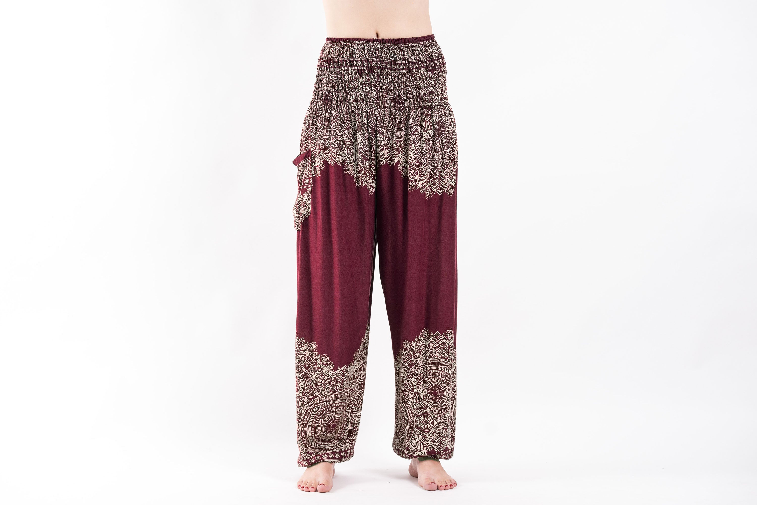 Floral Mandalas Women's Harem Pants in Maroon