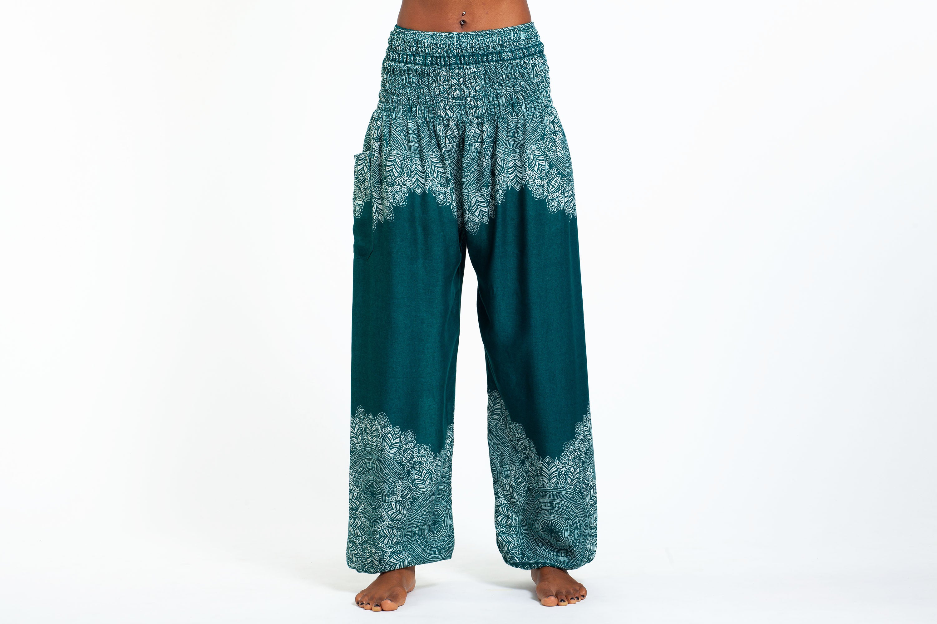 Floral Mandalas Women's Harem Pants in Teal