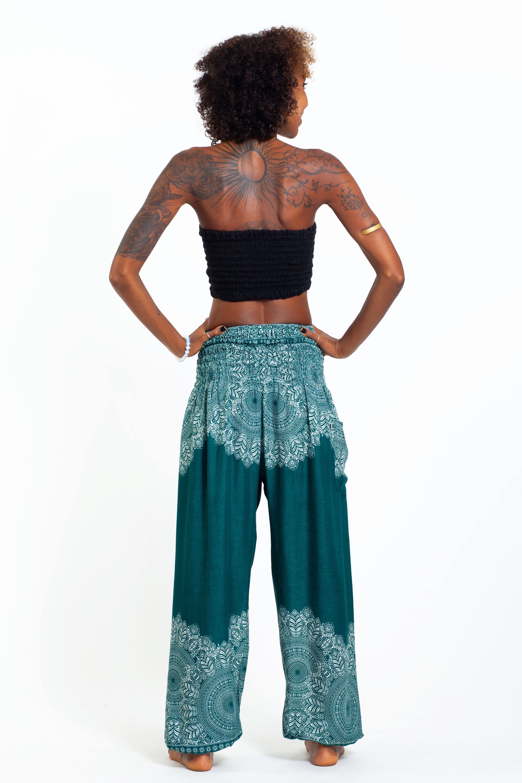 Floral Mandalas Women's Harem Pants in Teal