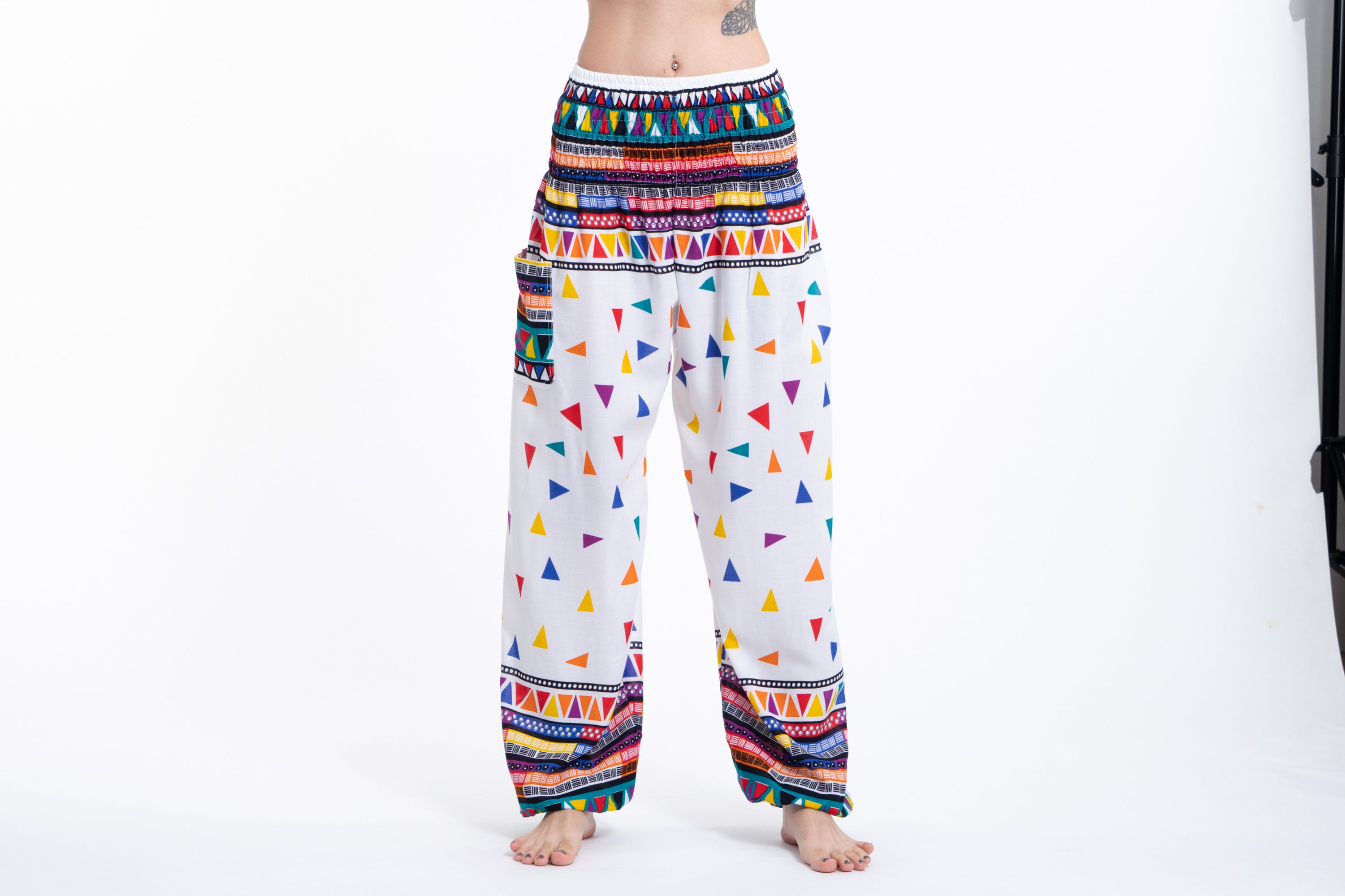 Triangles Women's Harem Pants in White