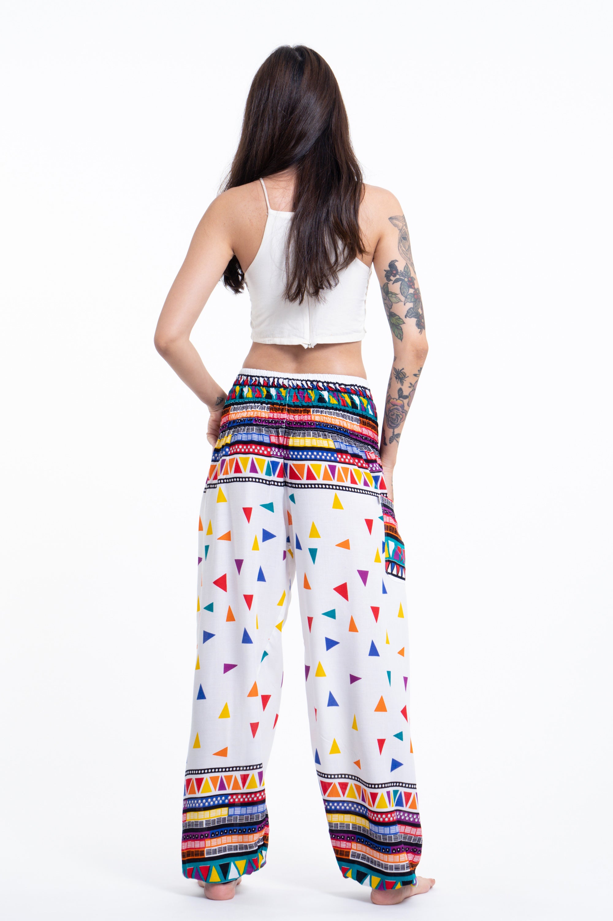 Triangles Women's Harem Pants in White