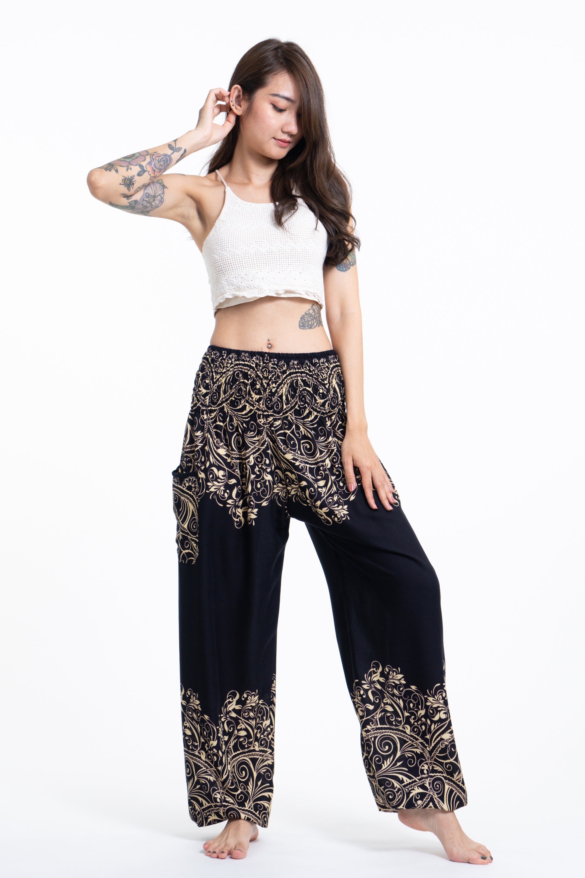 Vines Women's Harem Pants in Black