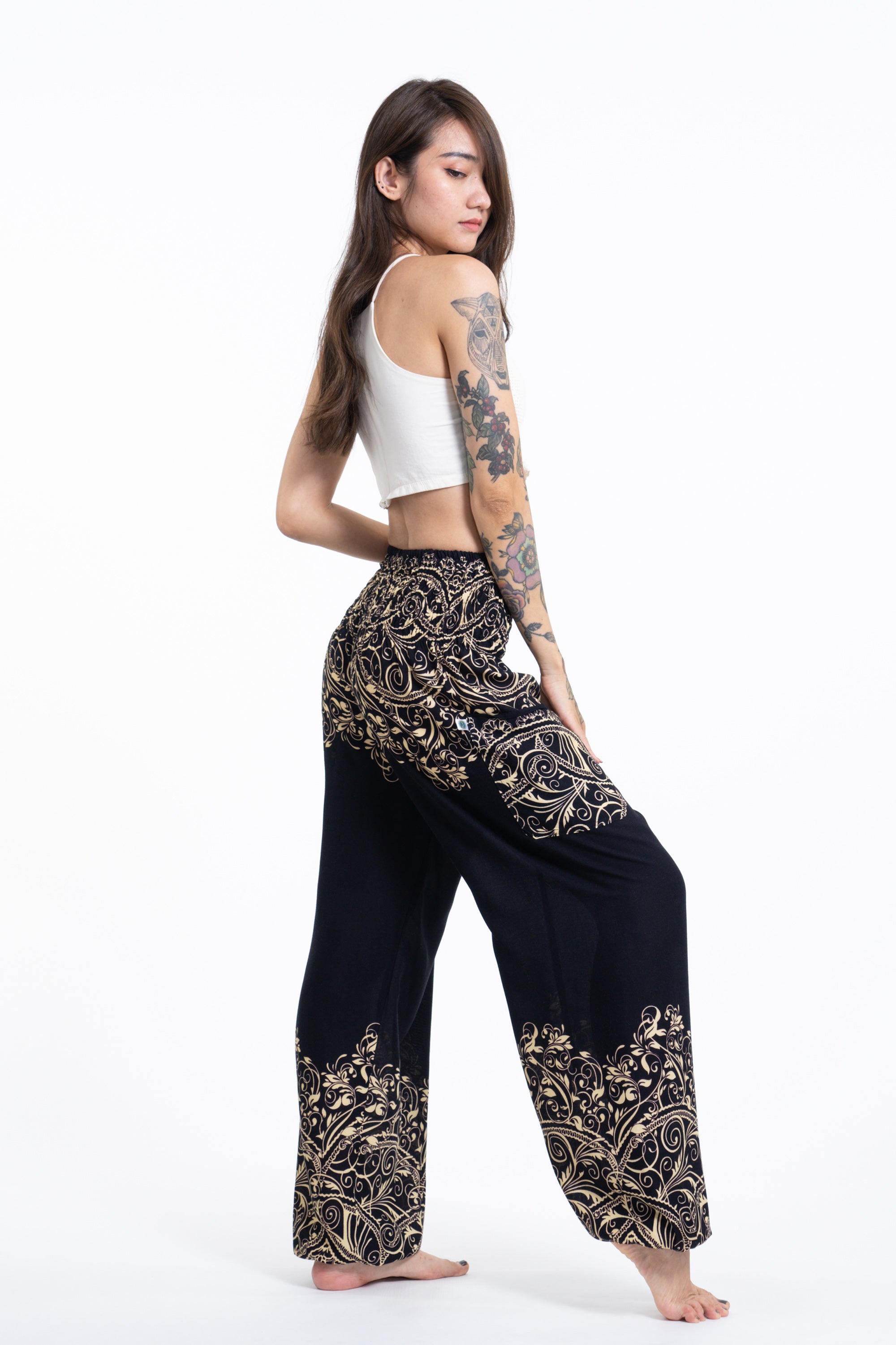 Vines Women's Harem Pants in Black