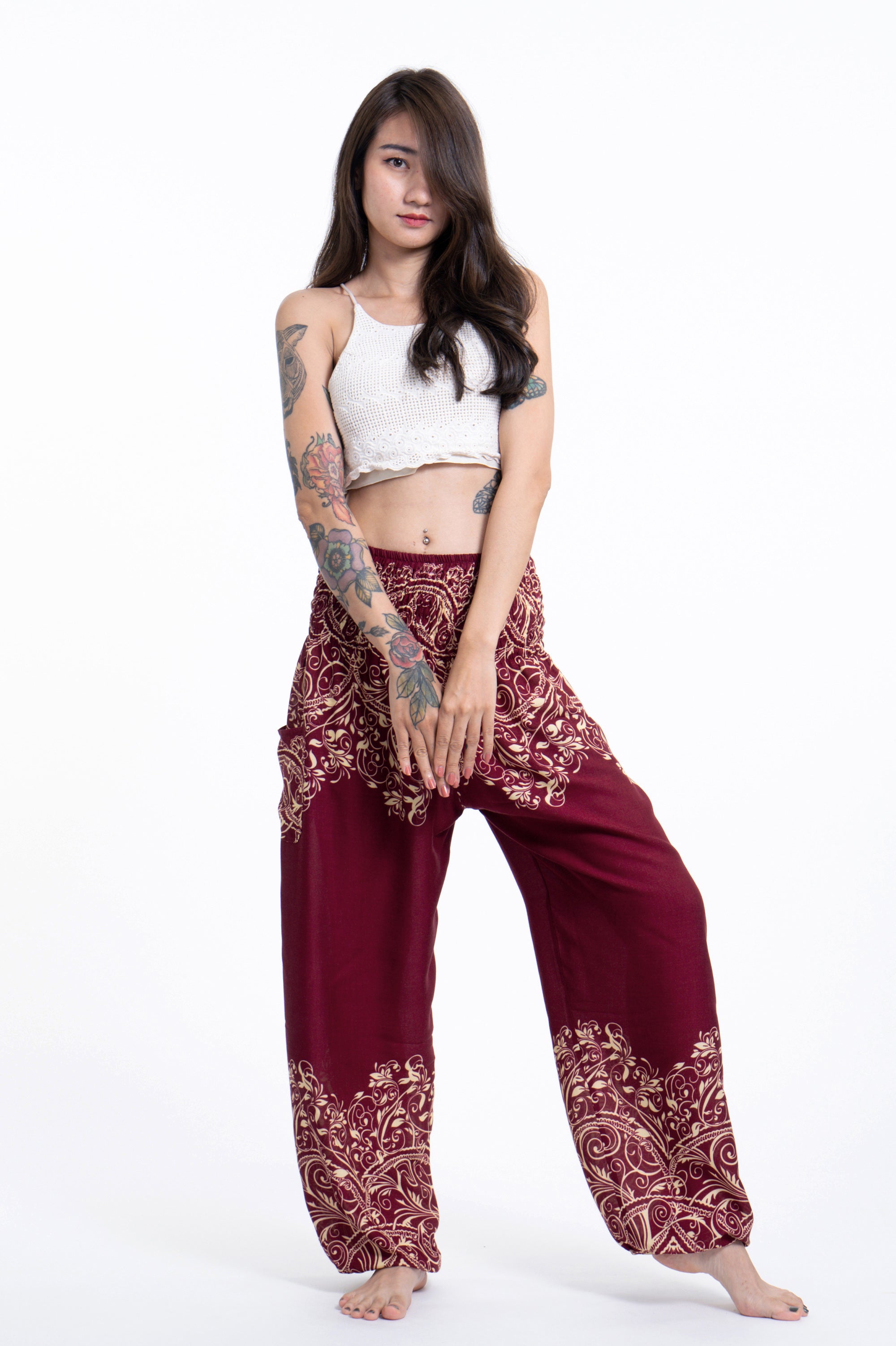 Vines Women's Harem Pants in Red
