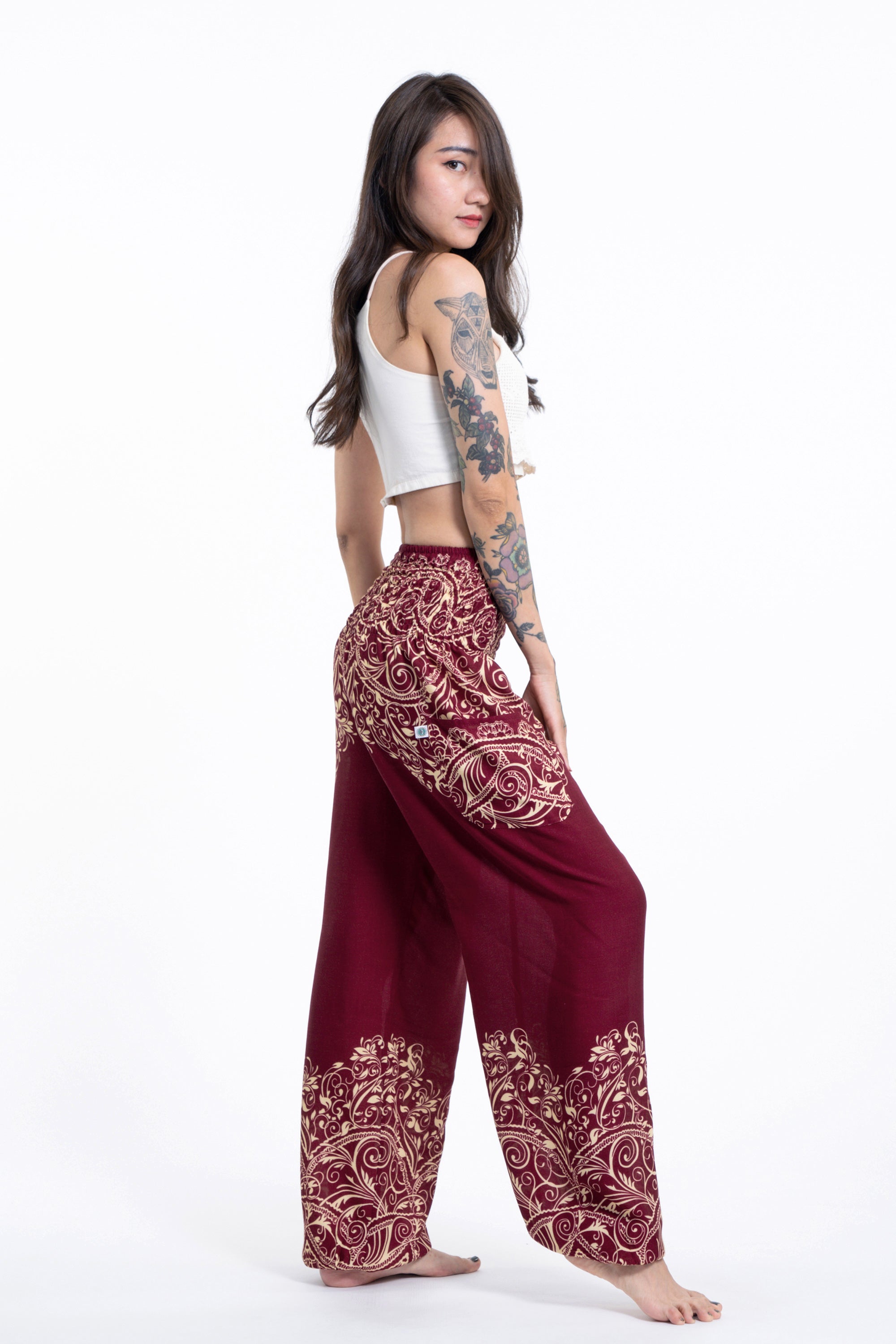 Vines Women's Harem Pants in Red
