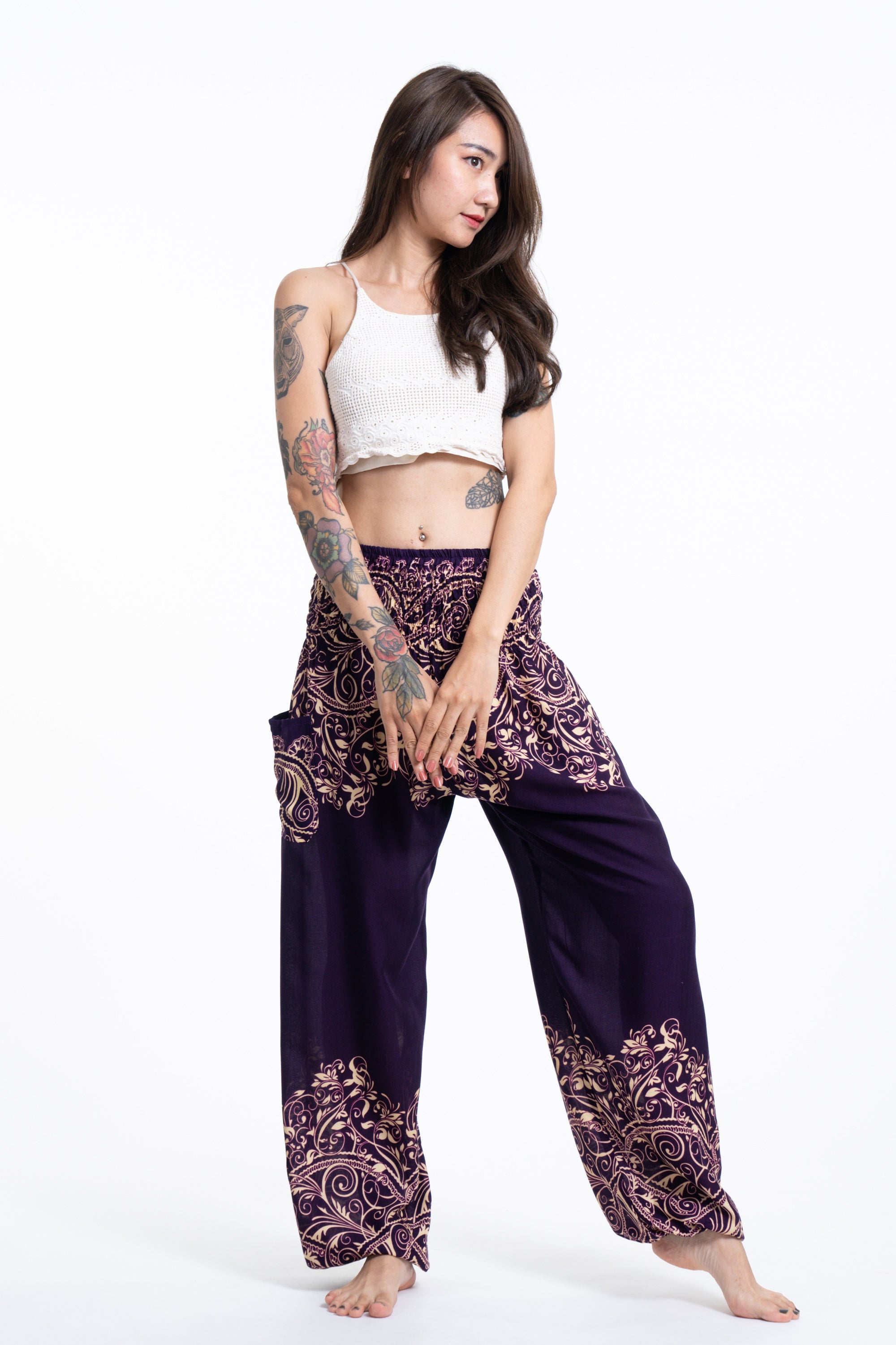 Vines Women's Harem Pants in Purple