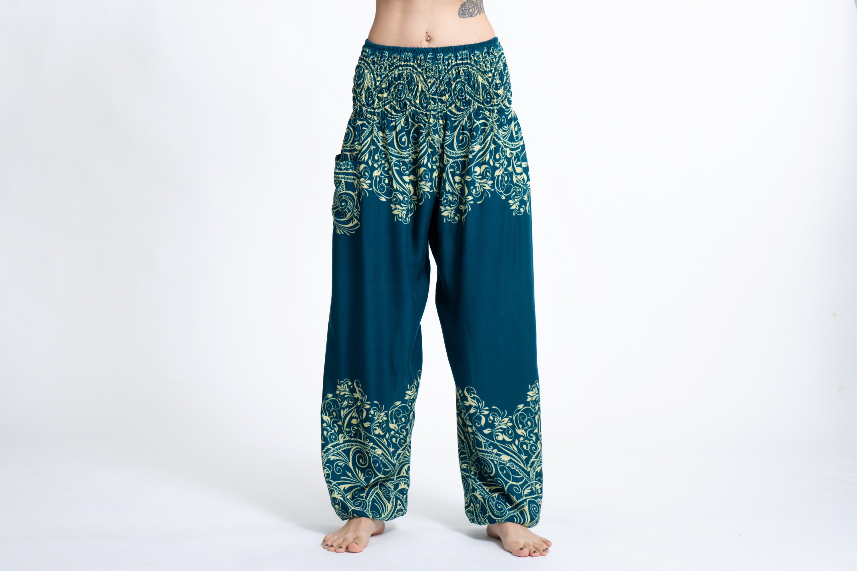 Vines Women's Harem Pants in Turquoise