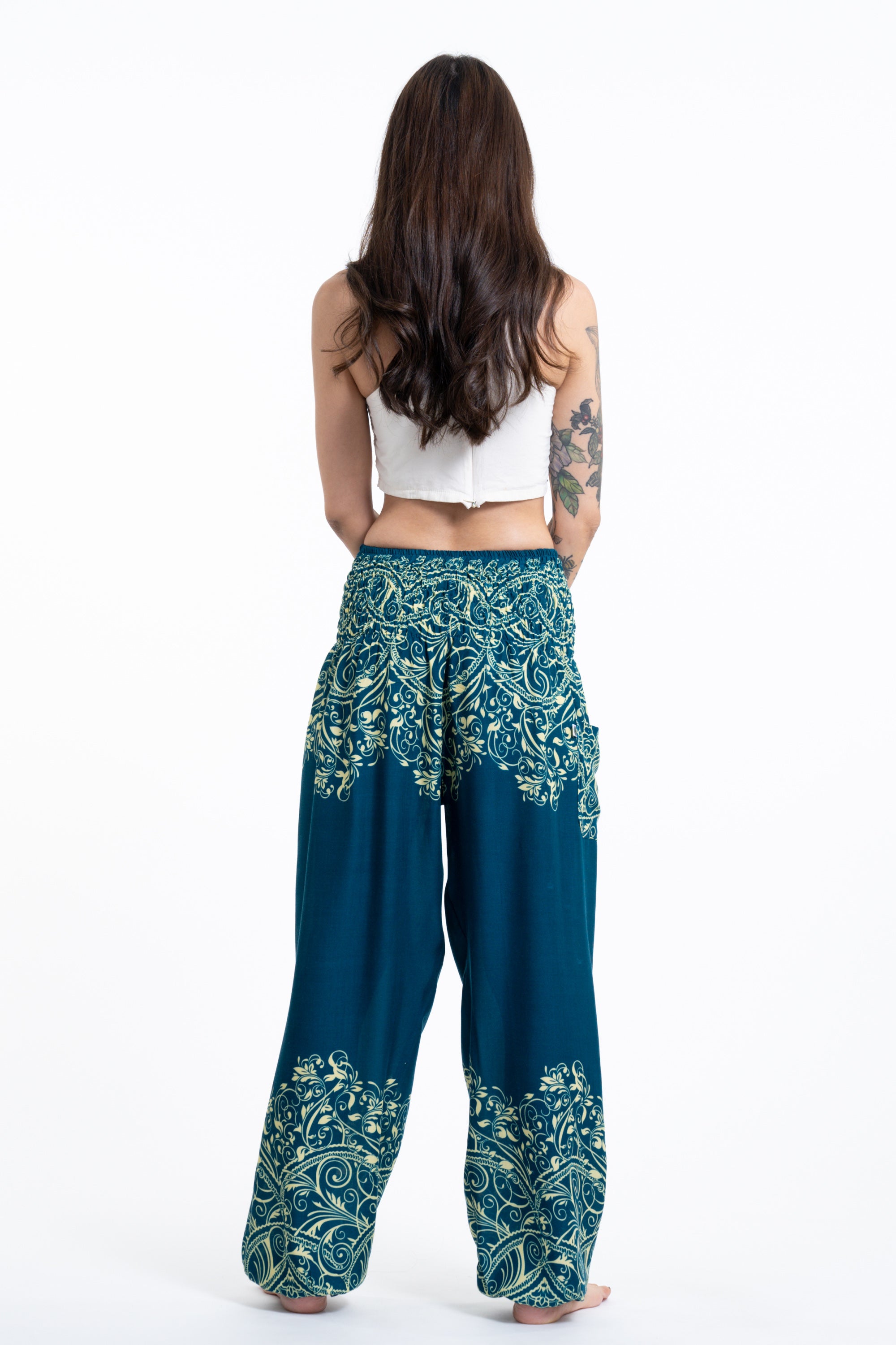 Vines Women's Harem Pants in Turquoise