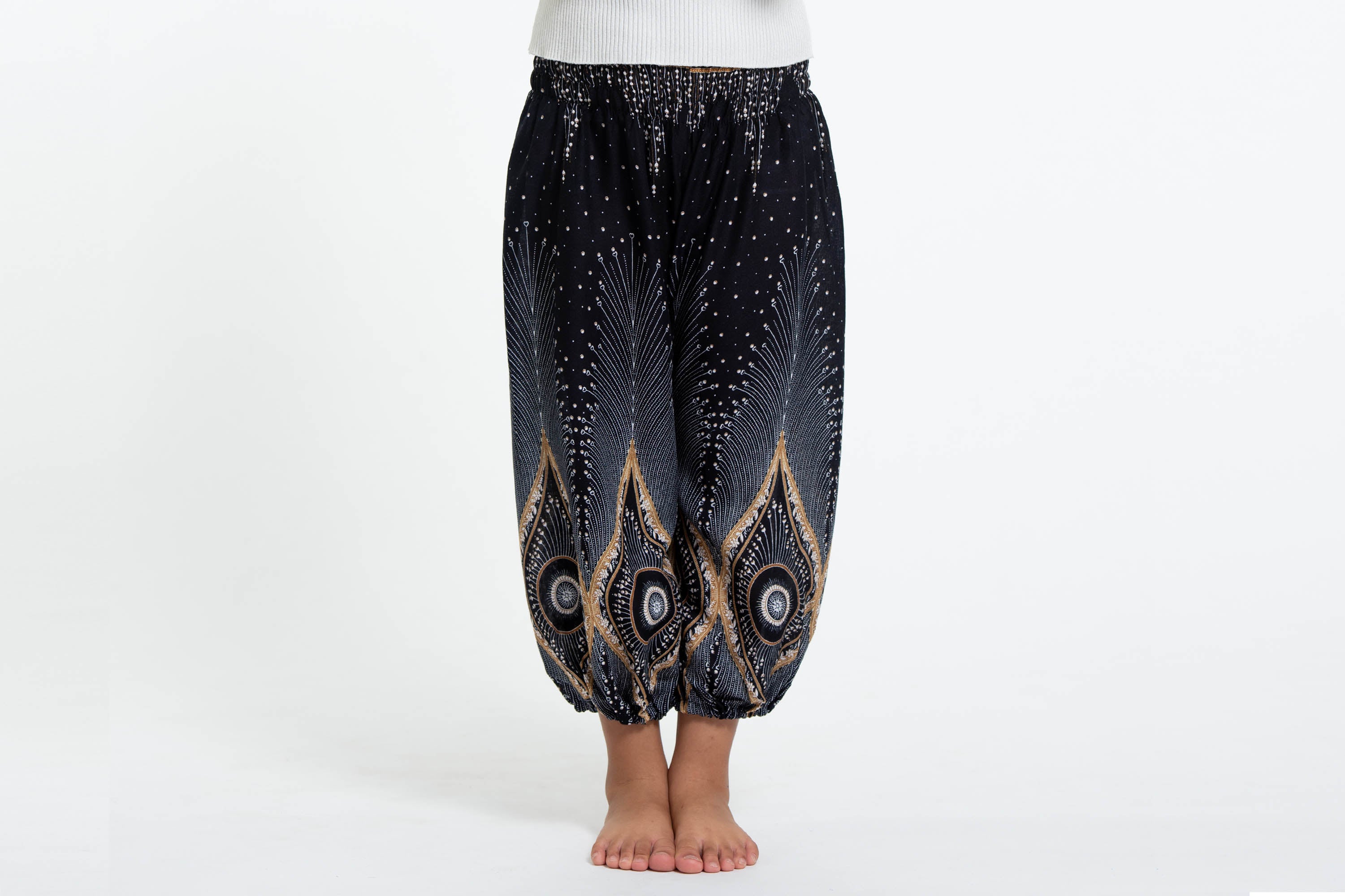 Diamond Peacock Kids Harem Pants in Black