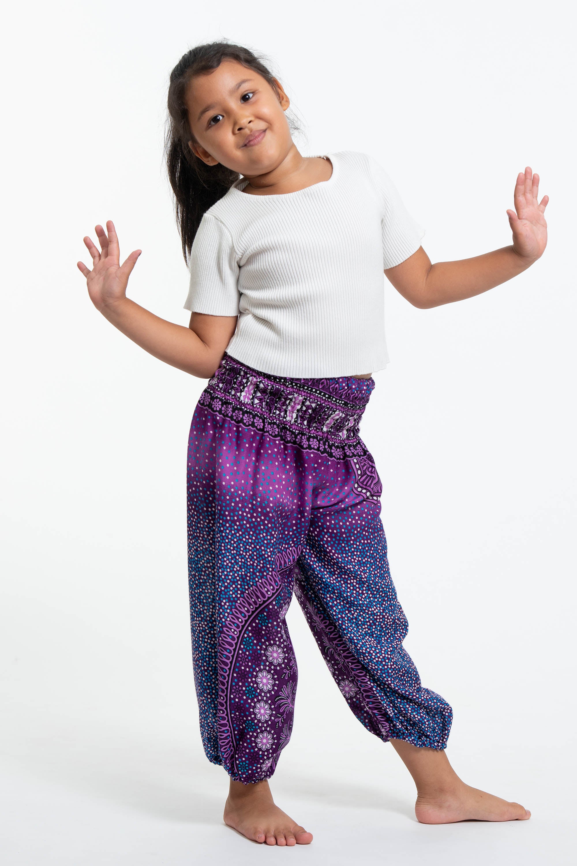 Tribal Chakras Kids Harem Pants in Purple
