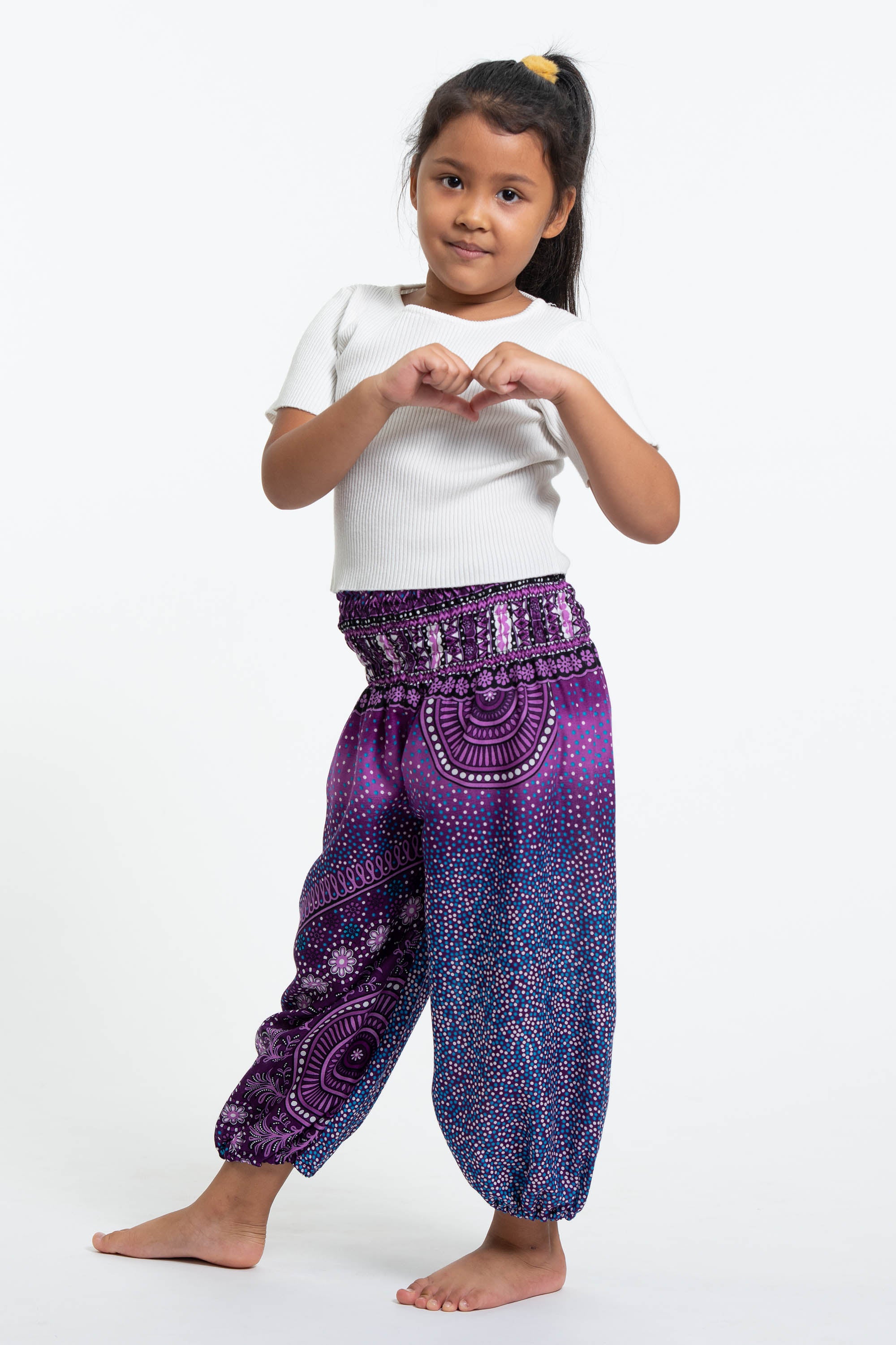 Tribal Chakras Kids Harem Pants in Purple