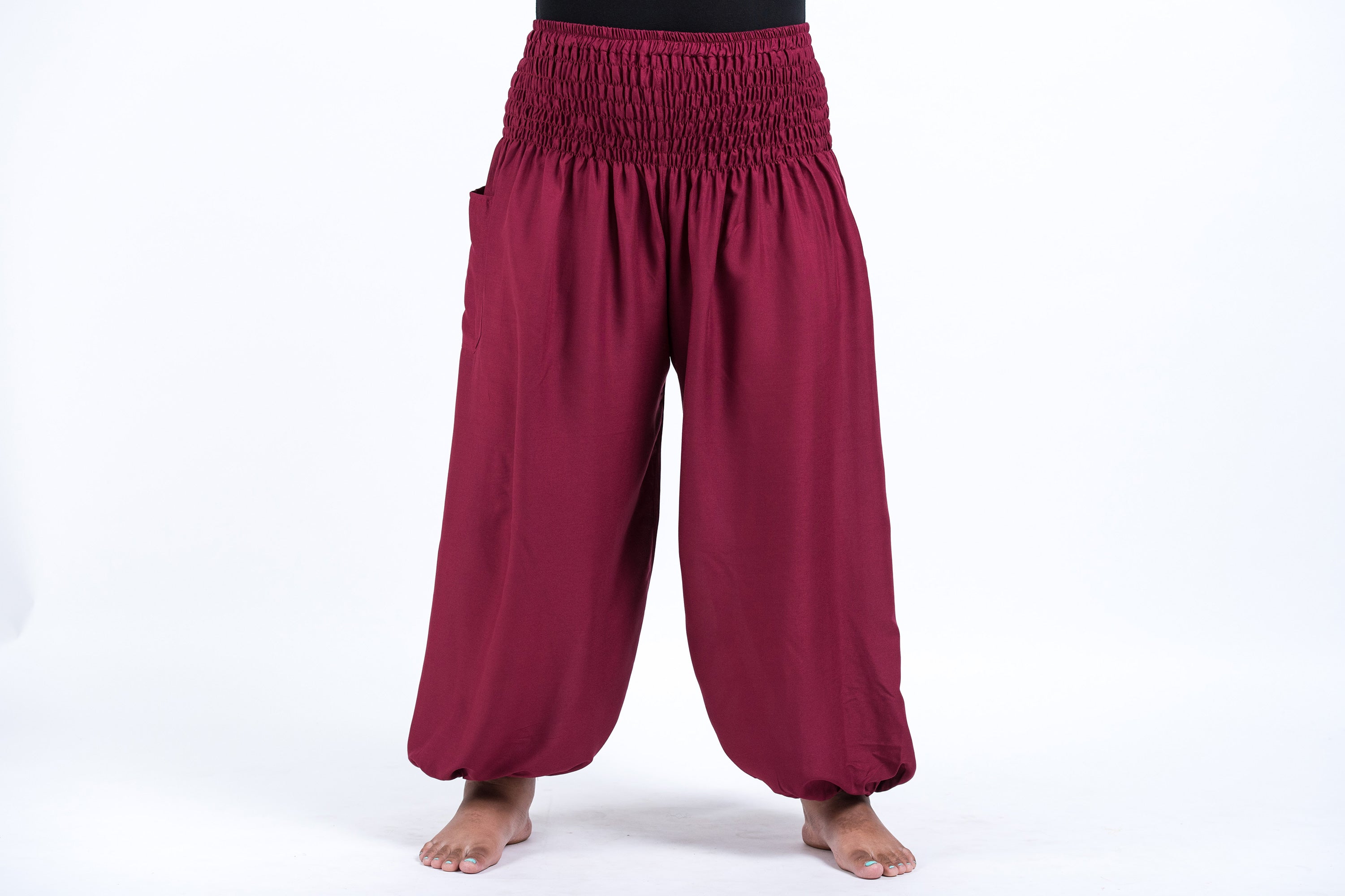 Plus Size Solid Color Women's Harem Pants in Red