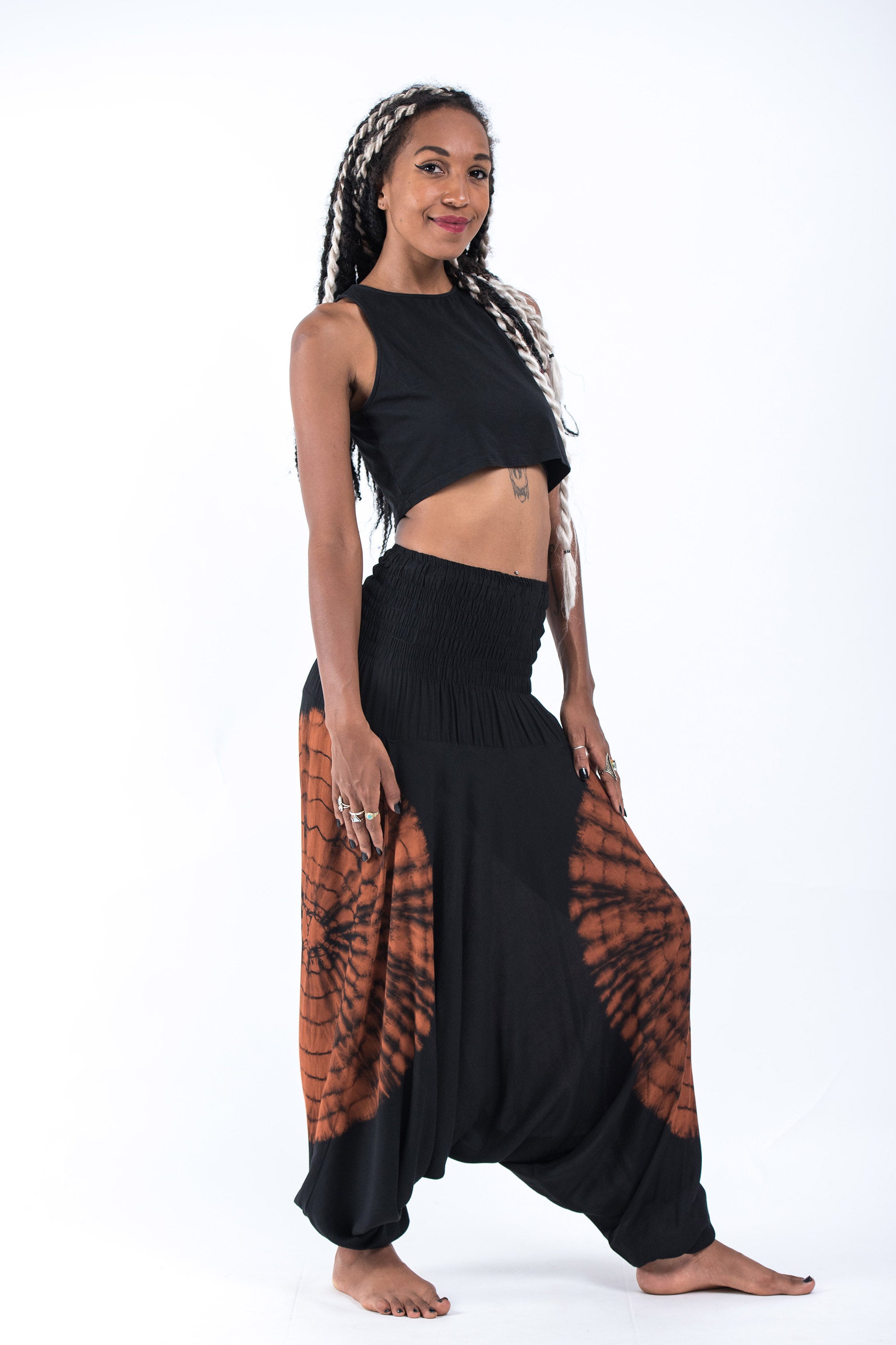 Tie Dye 2-in-1 Jumpsuit Harem Pants in Black 03