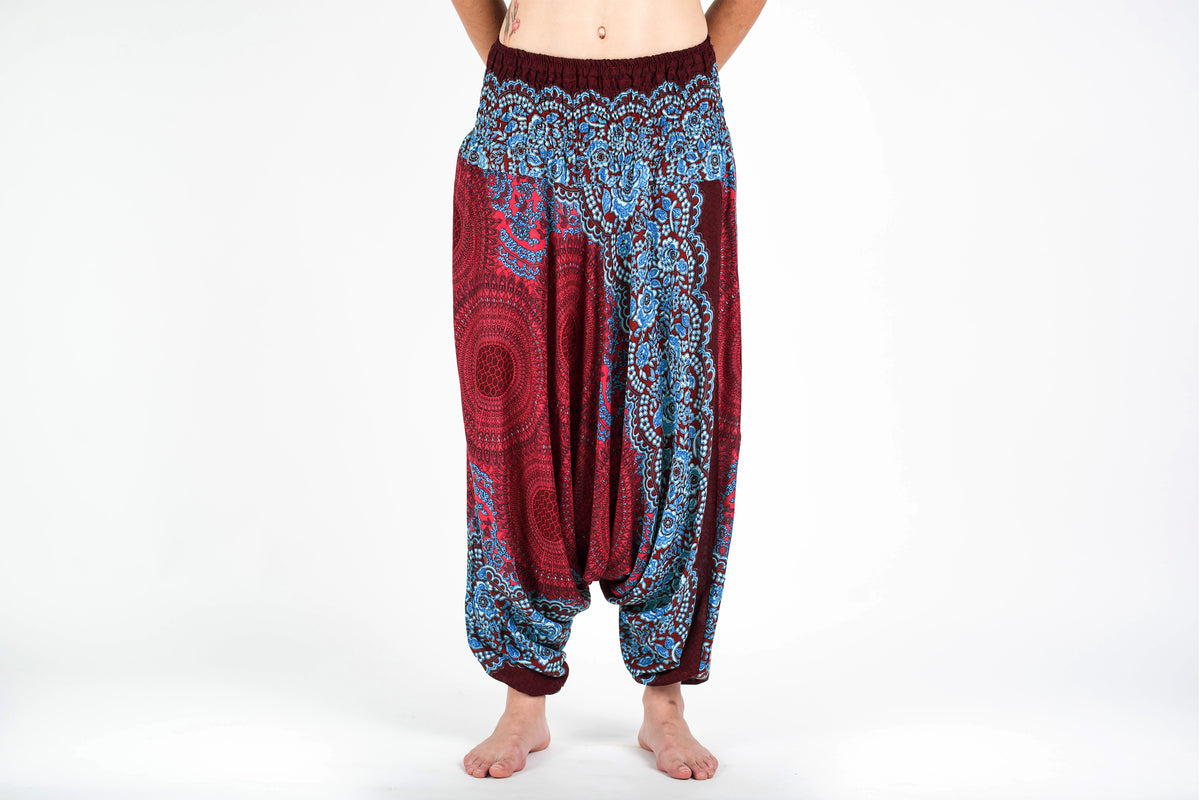 Geometric Mandalas 2-in-1 Jumpsuit Harem Pants in Red