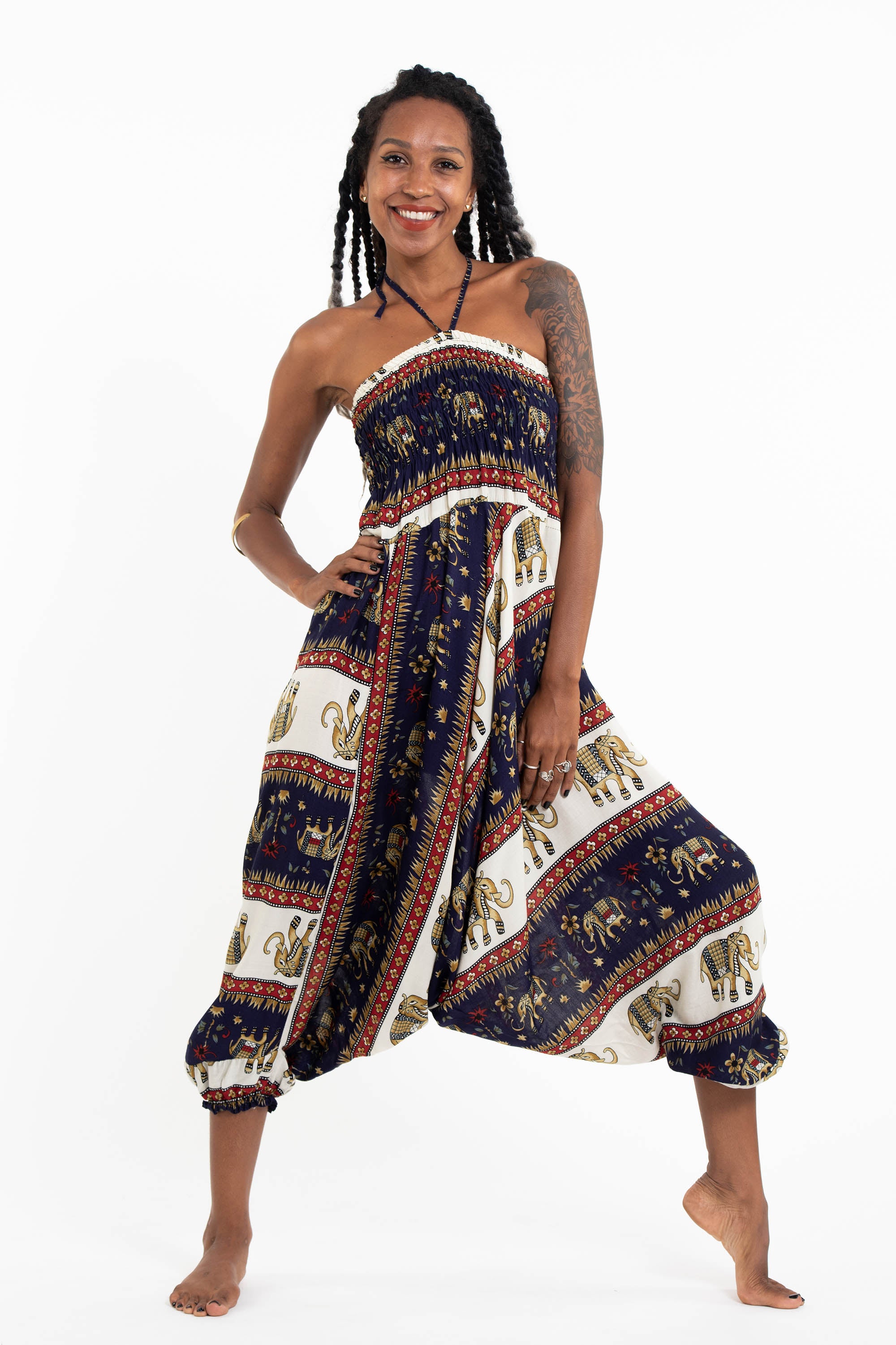 Elephant Bliss 2-in-1 Jumpsuit Elephant Pants in Navy