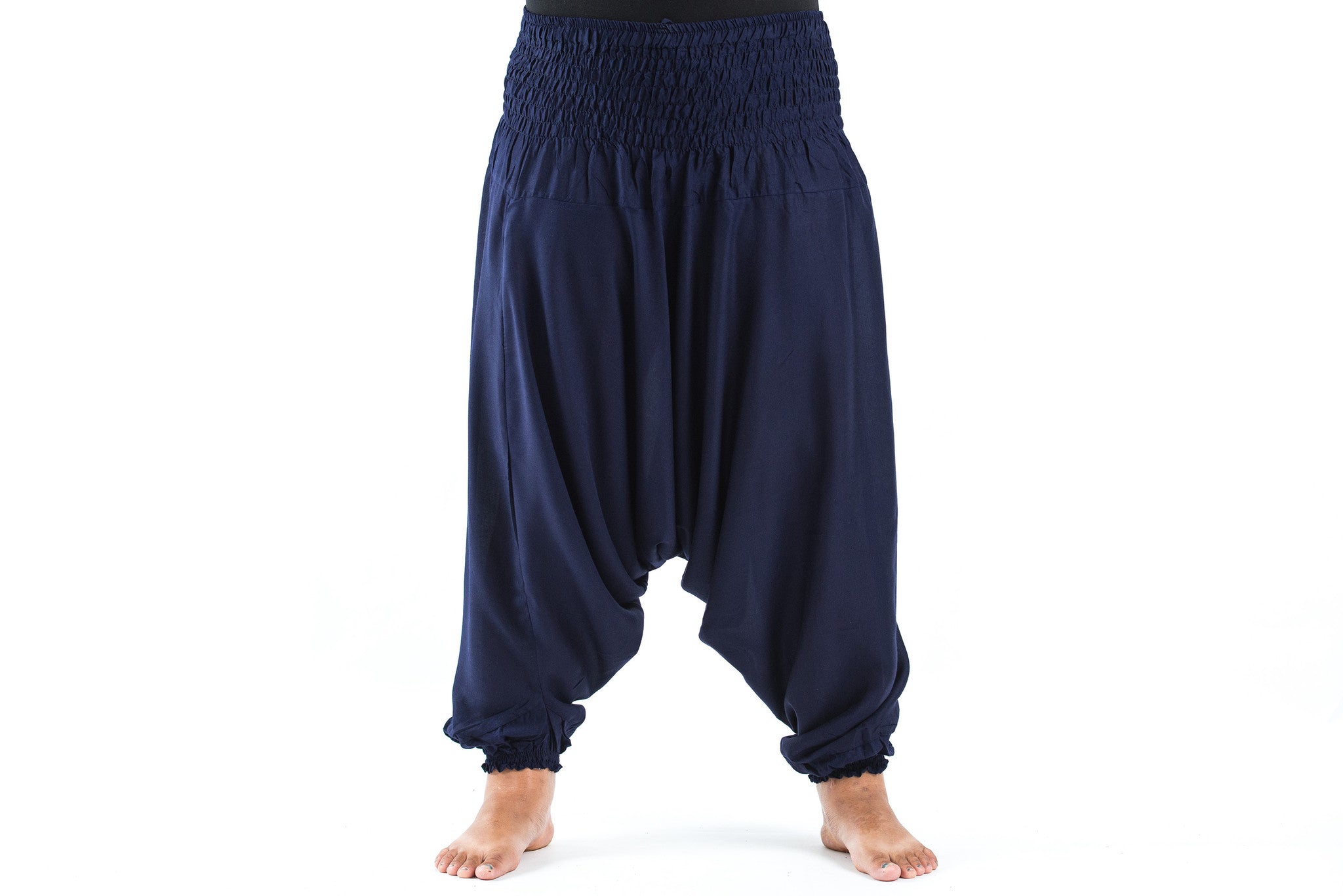 Plus Size Solid Color 2-in-1 Jumpsuit Harem Pants in Blue
