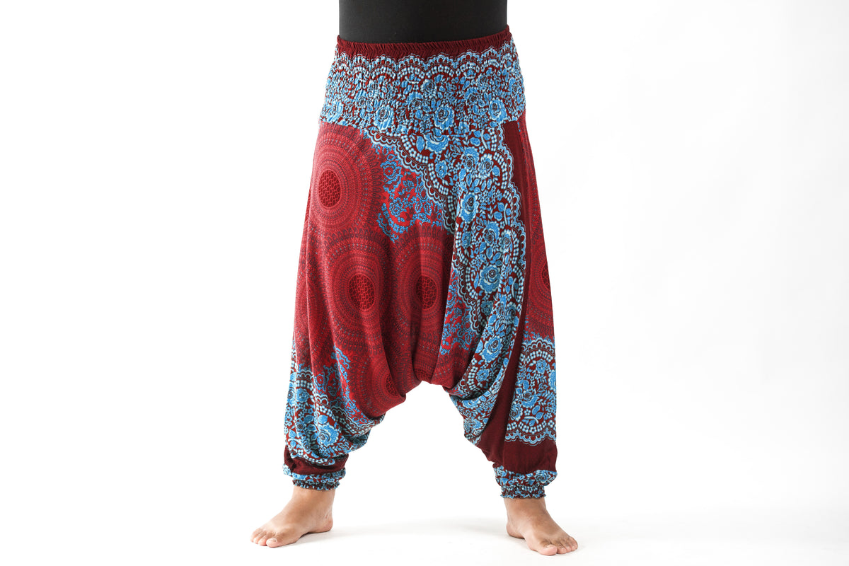 Plus Size Geometric Mandalas 2-in-1 Jumpsuit Harem Pants in Red