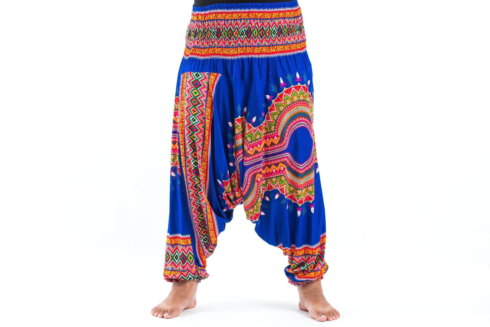 Plus Size Dashiki Prints 2-in-1 Jumpsuit Harem Pants in Blue
