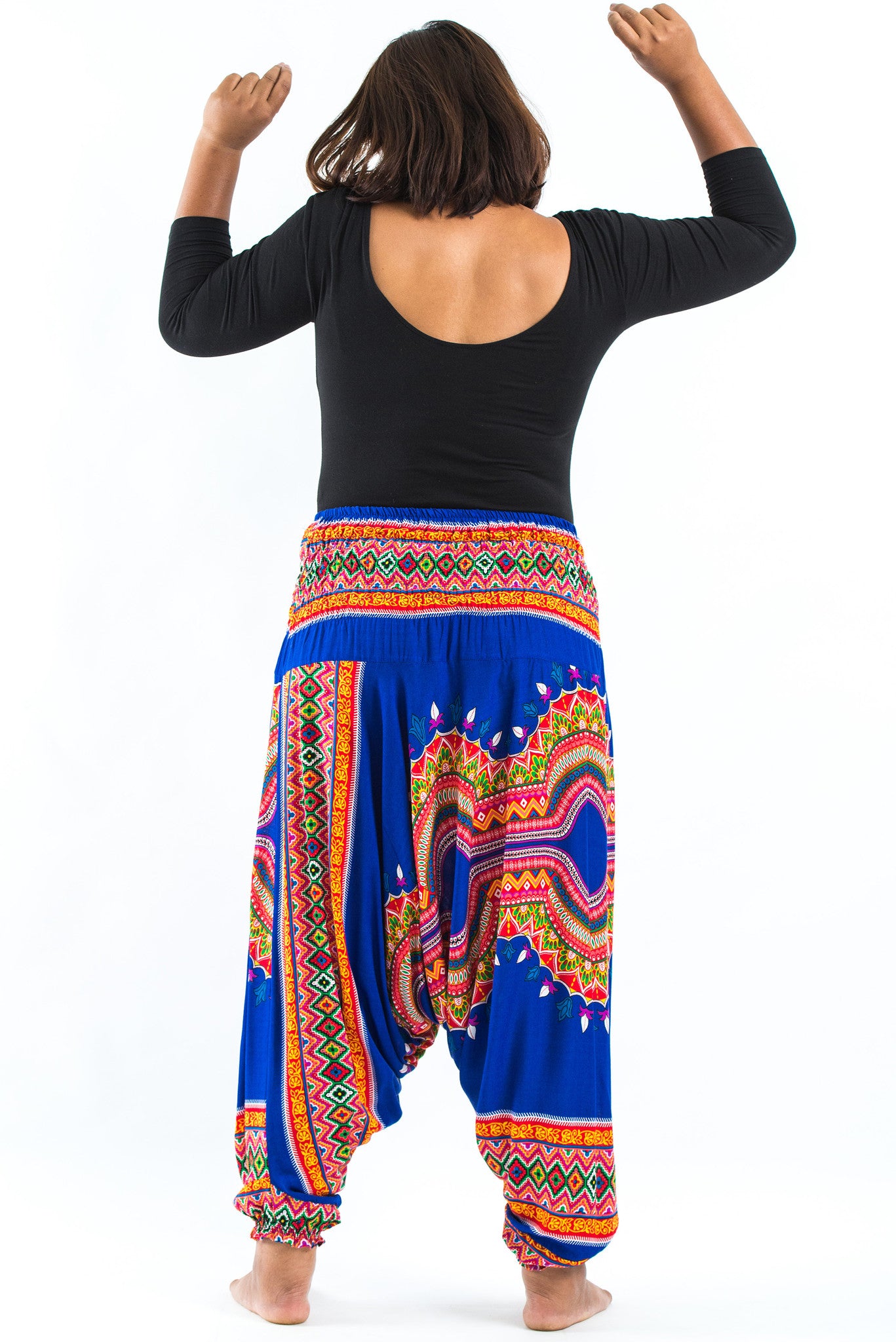 Plus Size Dashiki Prints 2-in-1 Jumpsuit Harem Pants in Blue