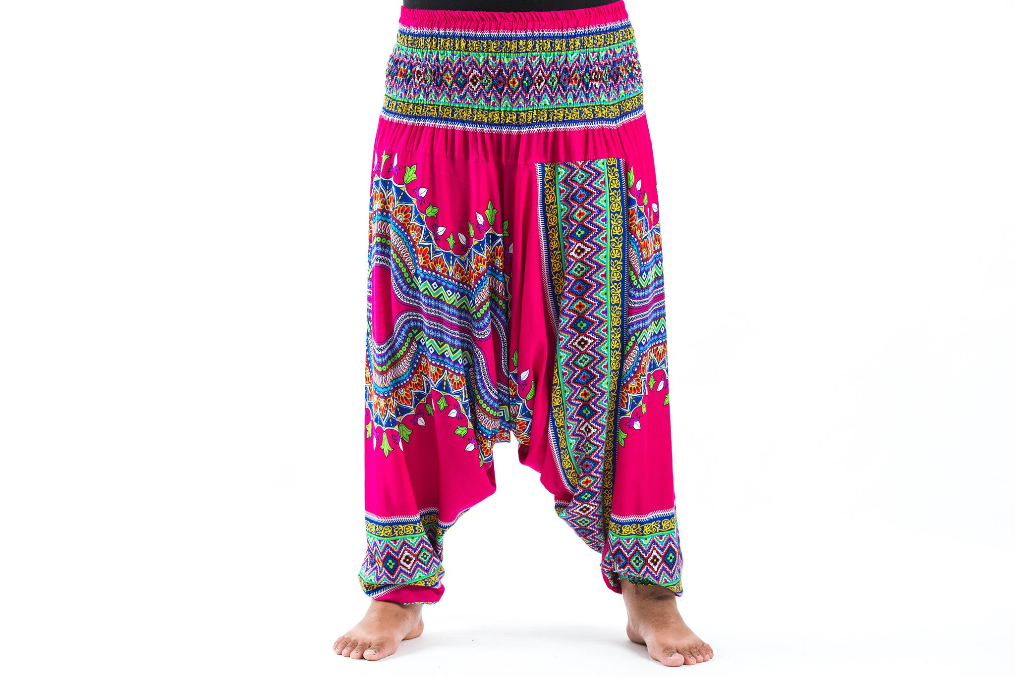 Plus Size Dashiki Prints 2-in-1 Jumpsuit Harem Pants in Pink
