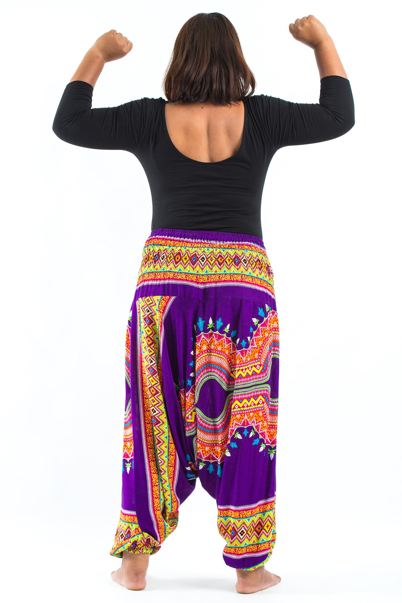 Plus Size Dashiki Prints 2-in-1 Jumpsuit Harem Pants in Purple