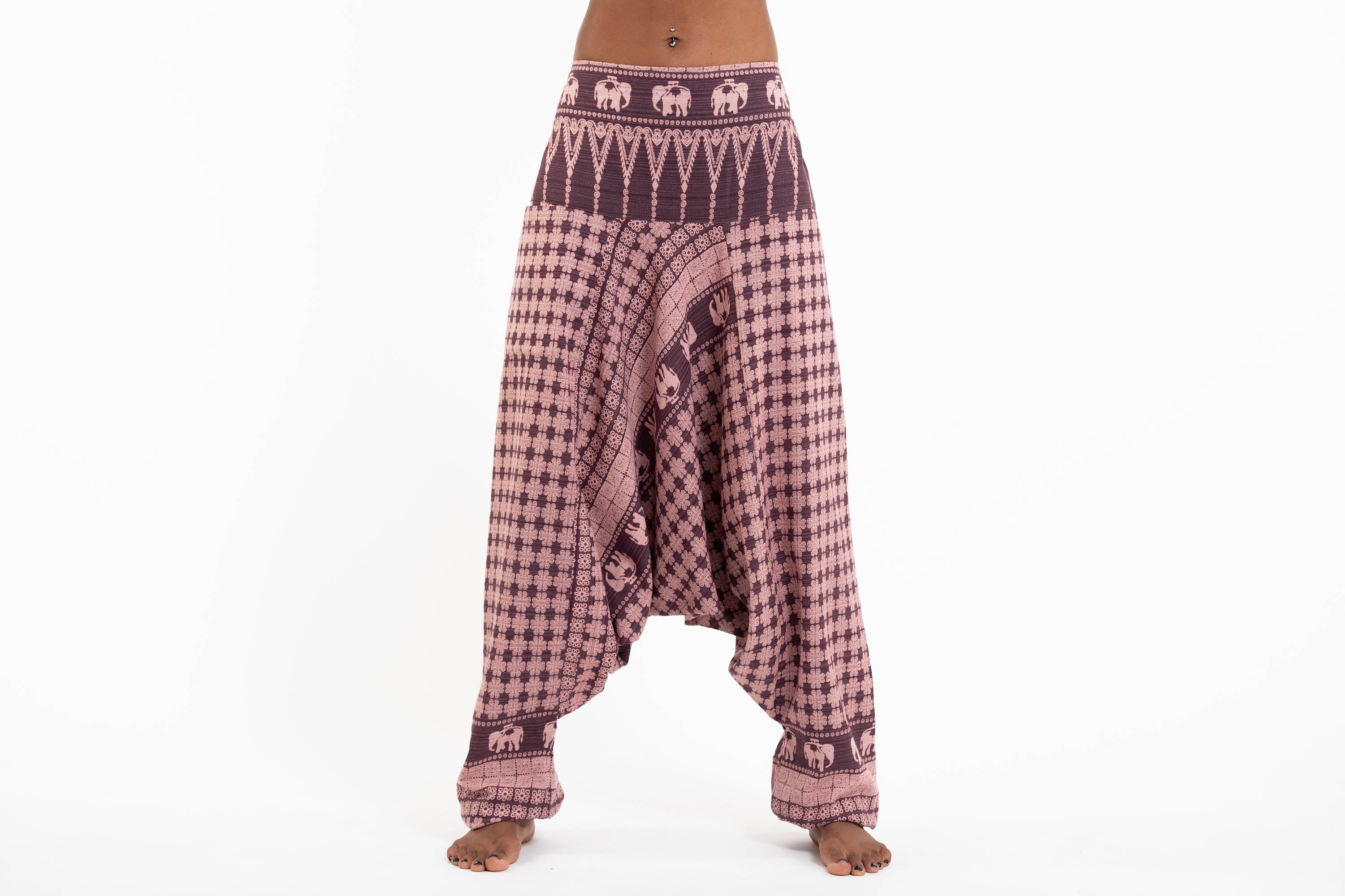 Hill Tribe Elephant Women's Elephant Pants in Mauve