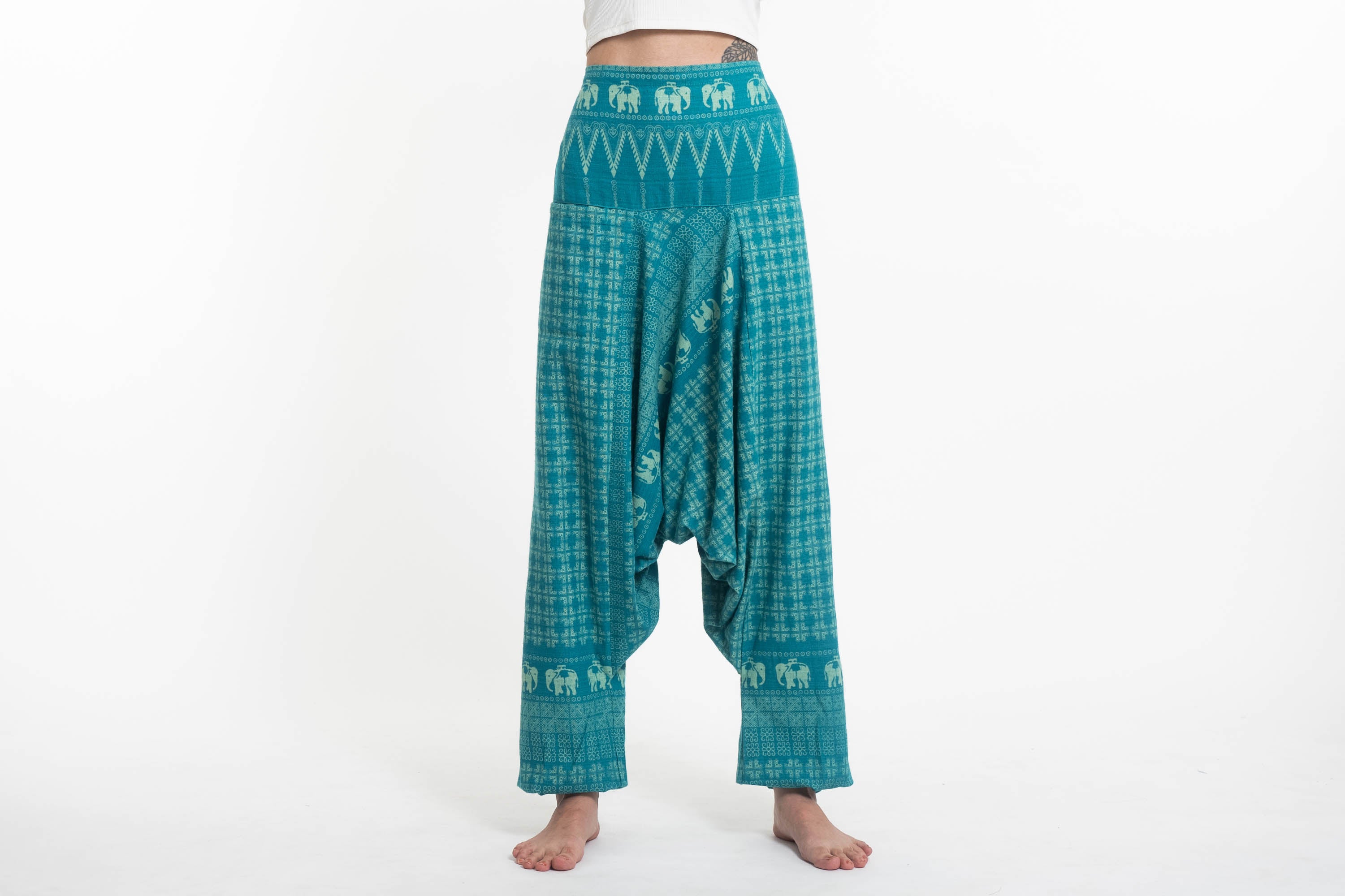 Hill Tribe Elephant Women's Elephant Pants in Turquoise – Harem Pants