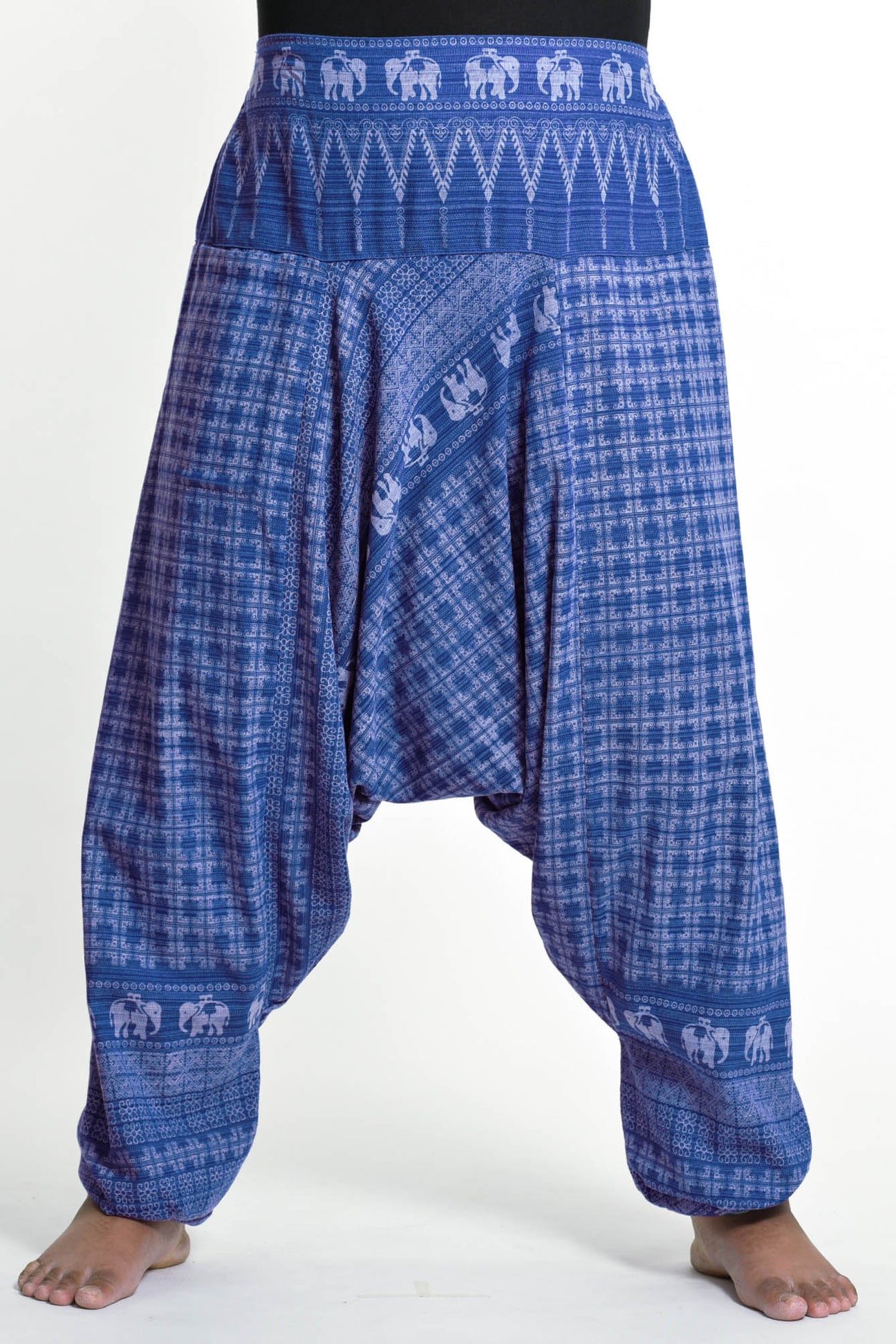 Plus Size Women Autumn Retro Pure Color Cotton Harem Pants
