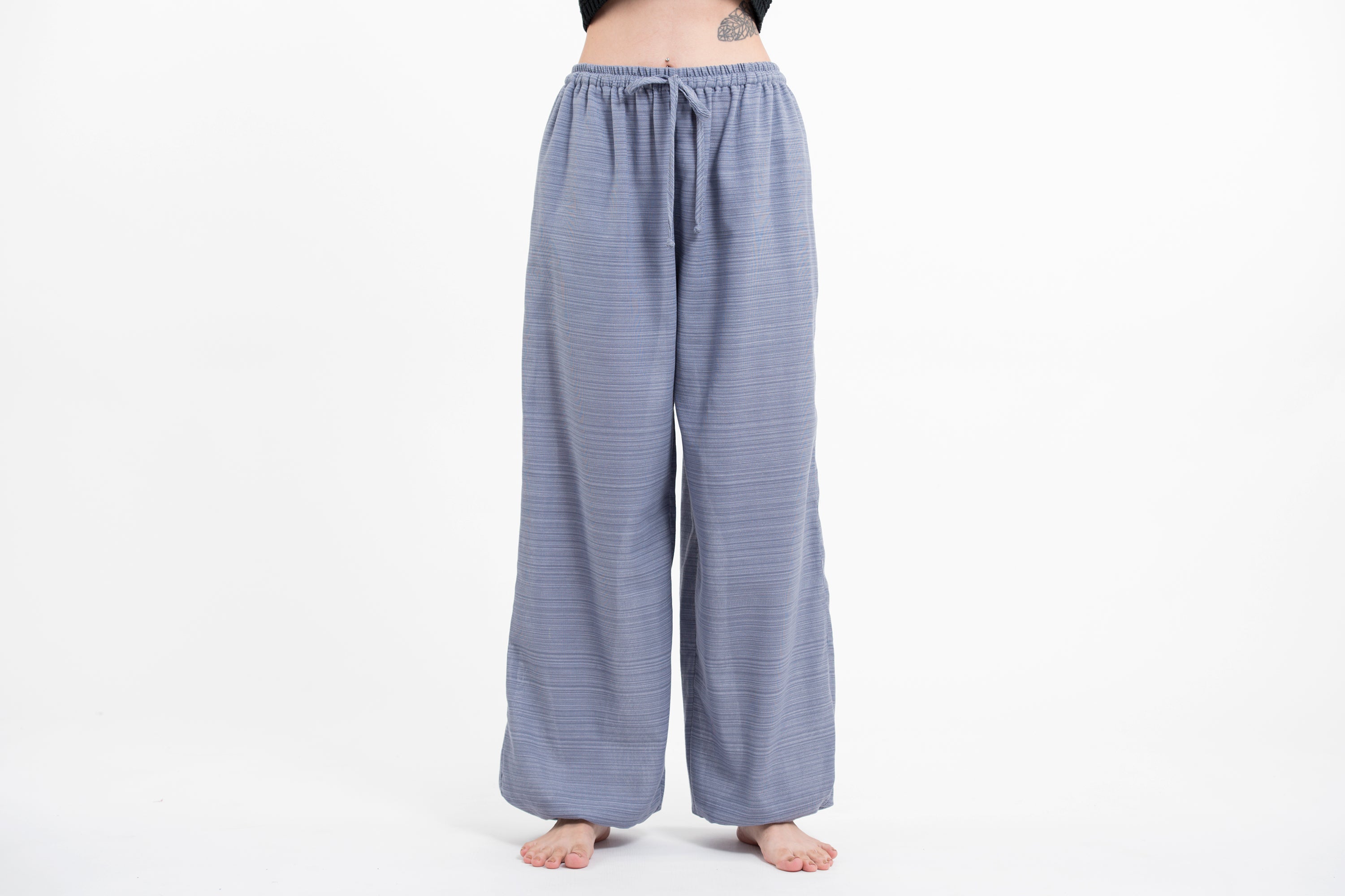 Drawstring Pinstripe Women's Pants in Gray